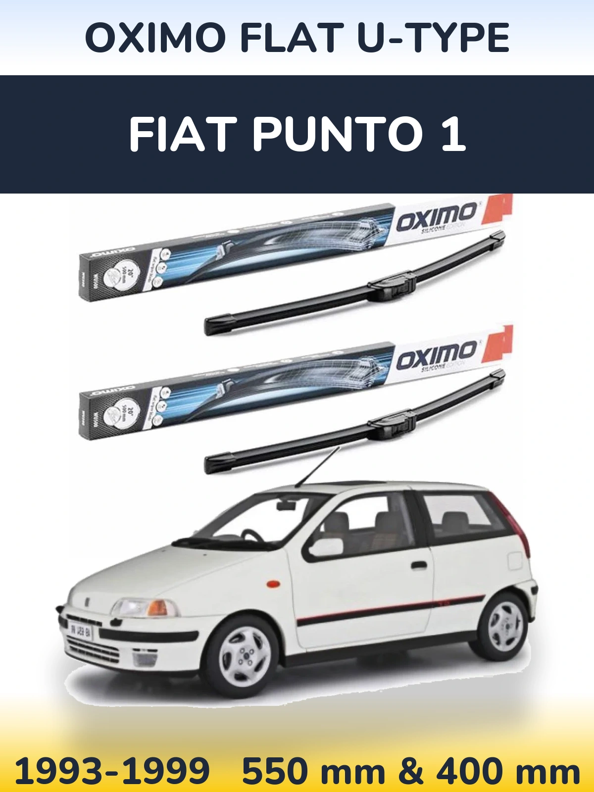 Комплект передних дворников Oximo Flat U-type 550 & 400 мм для Fiat Punto 1 1993-1999