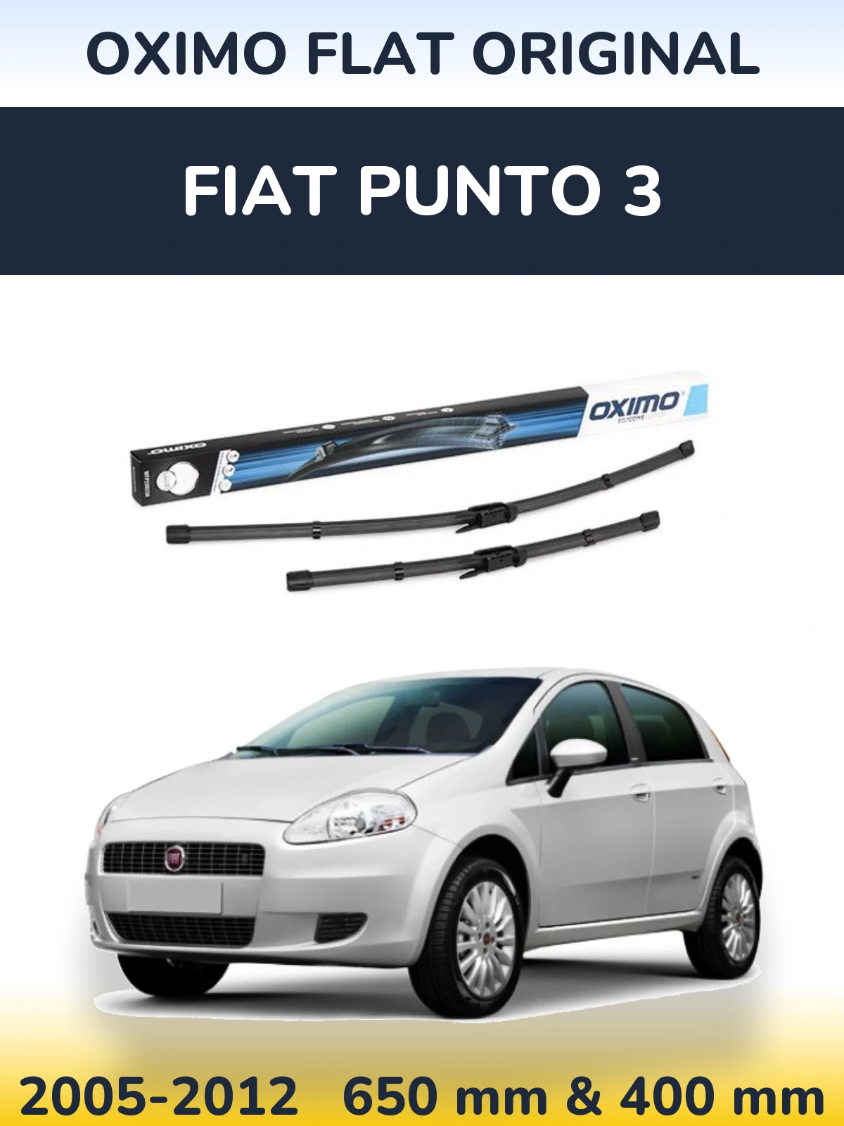 Front wiper blade set Oximo Flat Original 650 & 400 mm for Fiat Punto 3 2005-2012