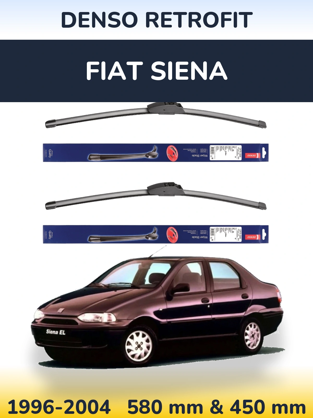 Комплект передних дворников Denso Retrofit 580 & 450 мм для Fiat Siena 1996-2004