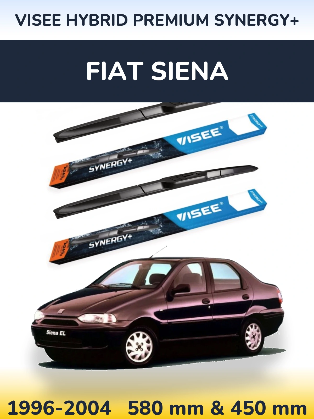 Komplet przednich wycieraczek VISEE HYBRID PREMIUM SYNERGY+ 580 & 450 mm do Fiat Siena 1996-2004
