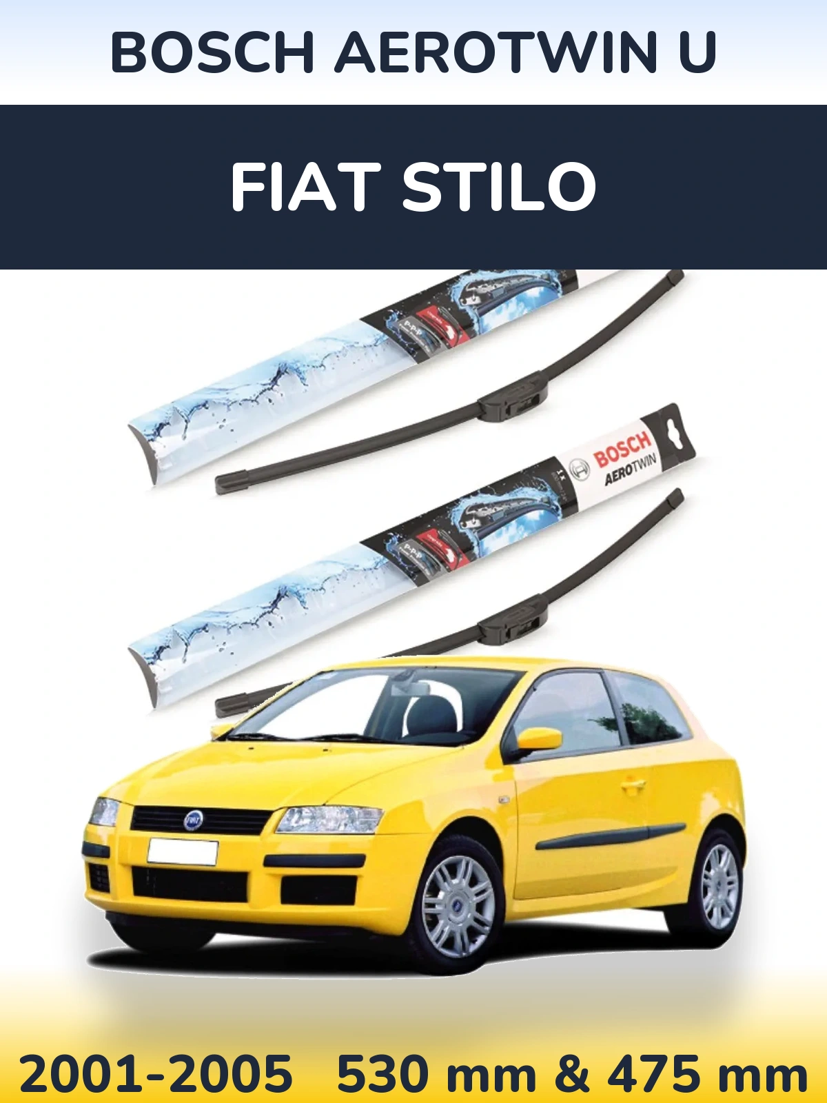 Komplet przednich wycieraczek BOSCH AeroTwin U 530 & 475 mm do Fiat Stilo 2001-2005