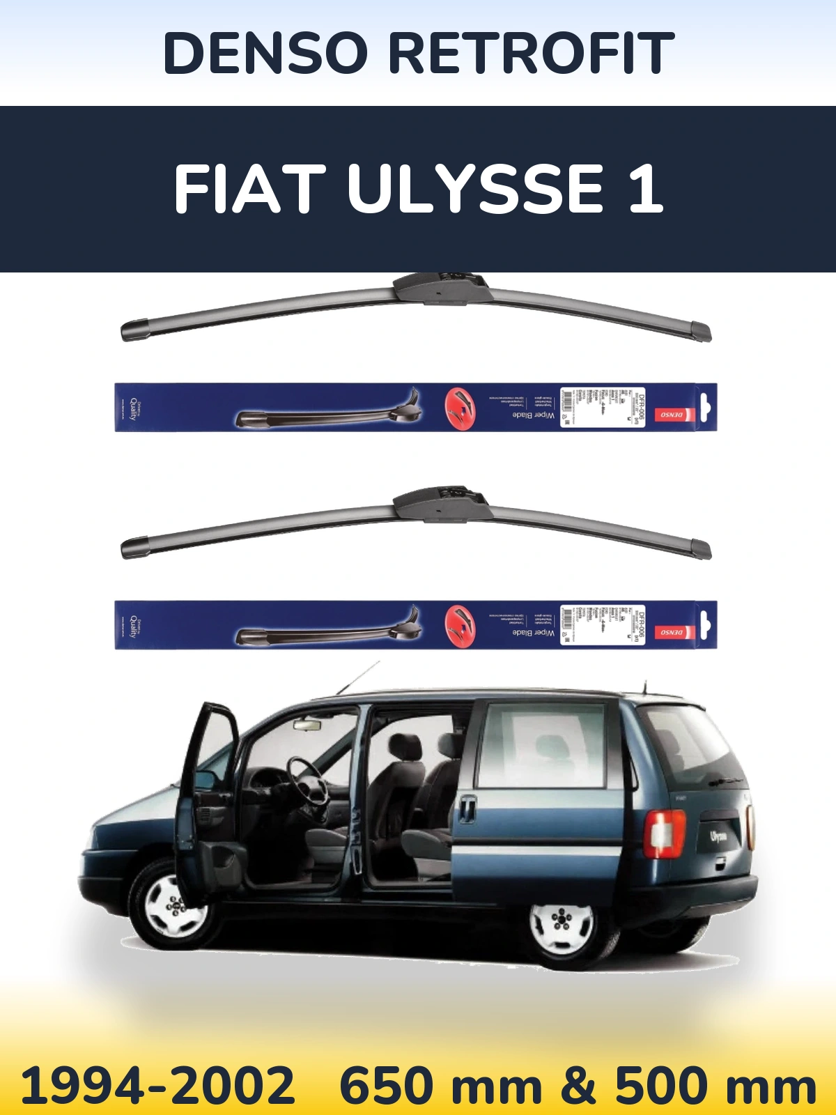 Комплект передних дворников Denso Retrofit 650 & 500 мм для Fiat Ulysse 1 1994-2002