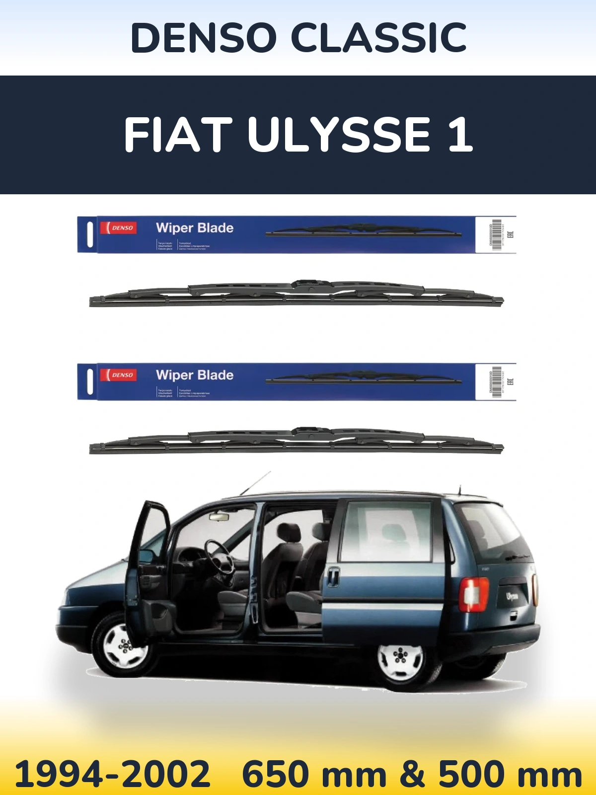 Komplet przednich wycieraczek Denso Classic 650 & 500 mm do Fiat Ulysse 1 1994-2002
