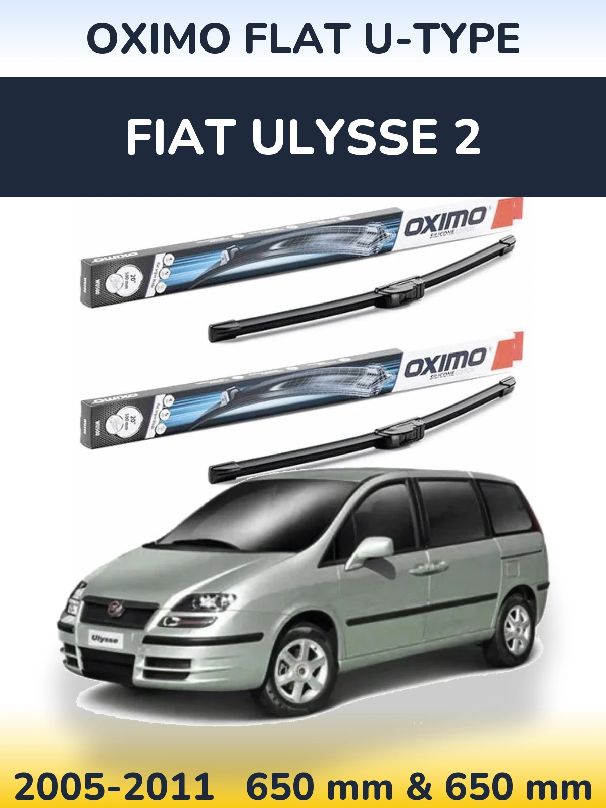 Комплект передних дворников Oximo Flat U-type 650 & 650 мм для Fiat Ulysse 2 2005-2011