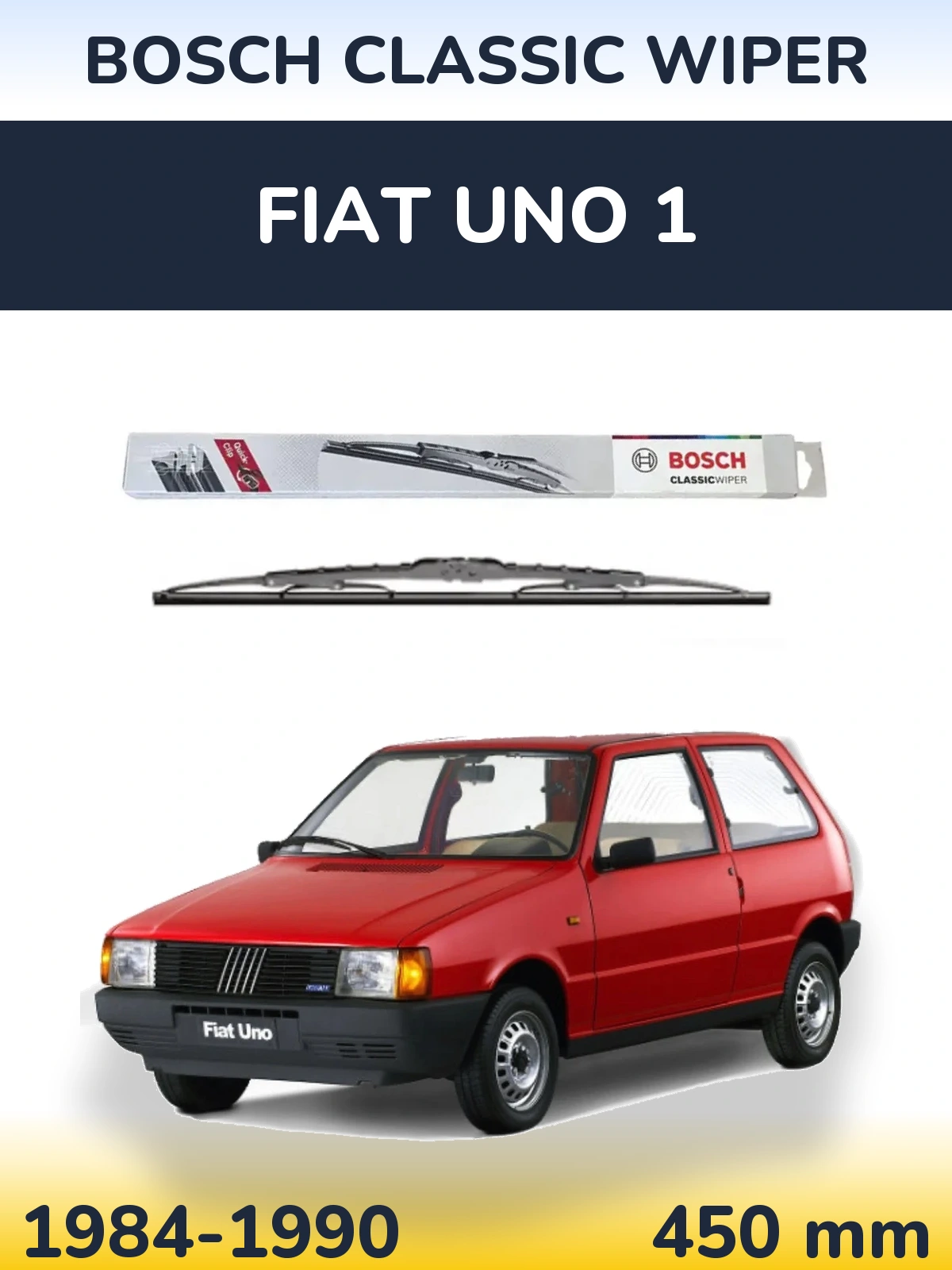 Front wiper blade BOSCH Classic Wiper 450 mm for Fiat Uno 1 1984-1990