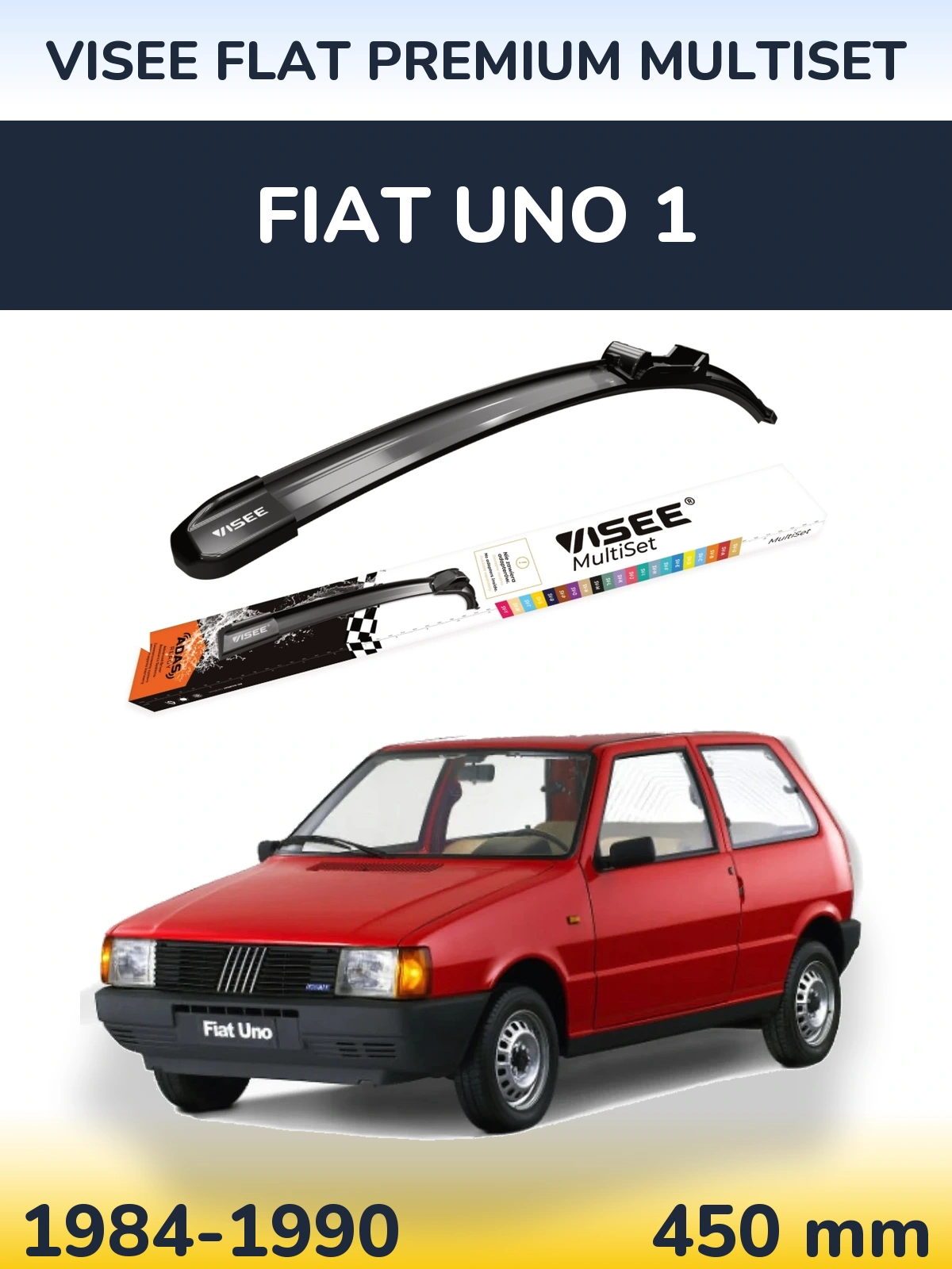 Передня щітка VISEE FLAT PREMIUM MultiSet 450 мм для Fiat Uno 1 1984-1990