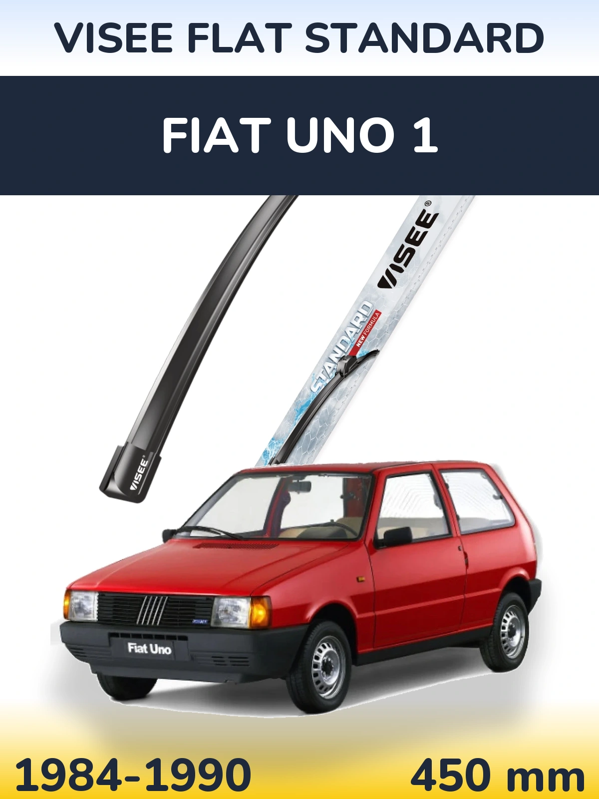Front wiper blade VISEE FLAT STANDARD 450 mm for Fiat Uno 1 1984-1990
