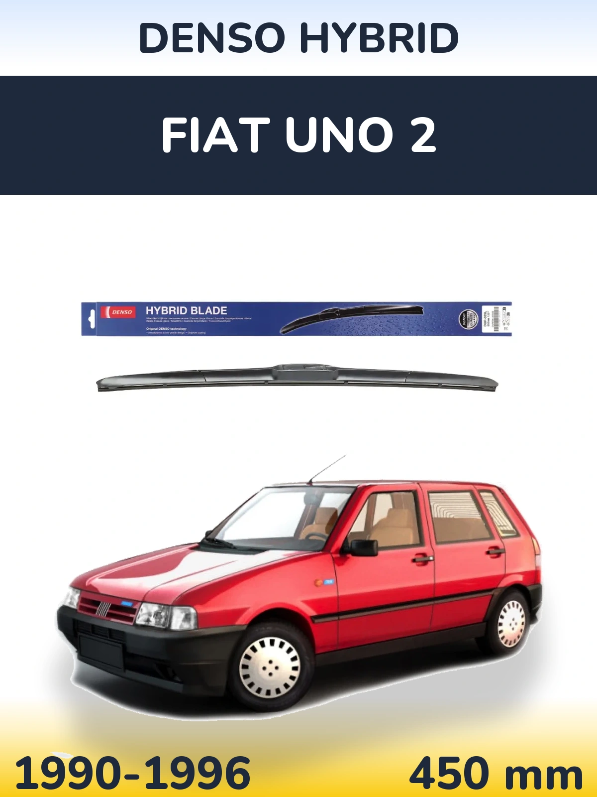 Front wiper blade Denso Hybrid 450 mm for Fiat Uno 2 1990-1996