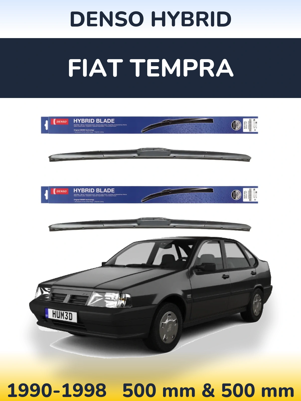 Комплект передних дворников Denso Hybrid 500 & 500 мм для Fiat Tempra 1990-1998
