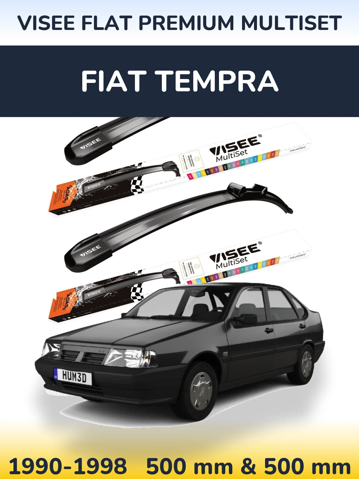 Komplet przednich wycieraczek VISEE FLAT PREMIUM MultiSet 500 & 500 mm do Fiat Tempra 1990-1998