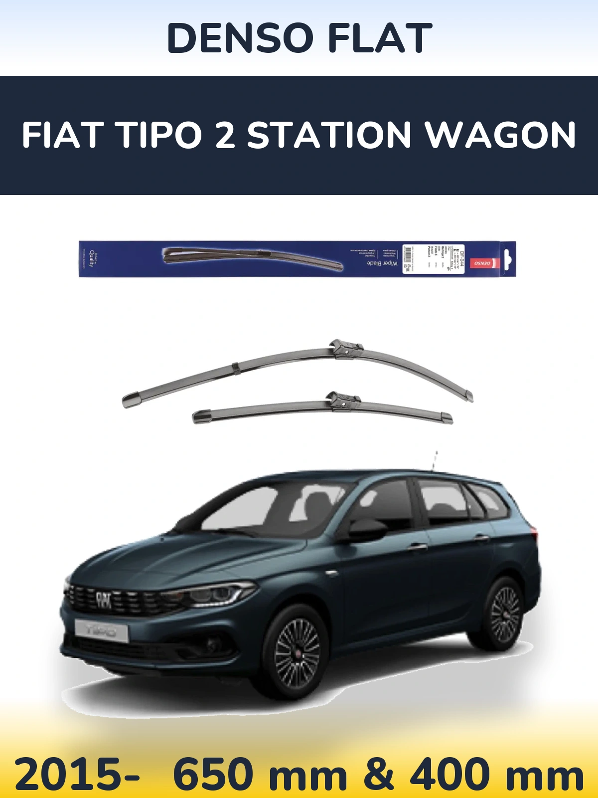 Komplet przednich wycieraczek Denso Flat 650 & 400 mm do Fiat Tipo 2 Station Wagon 2015-2026