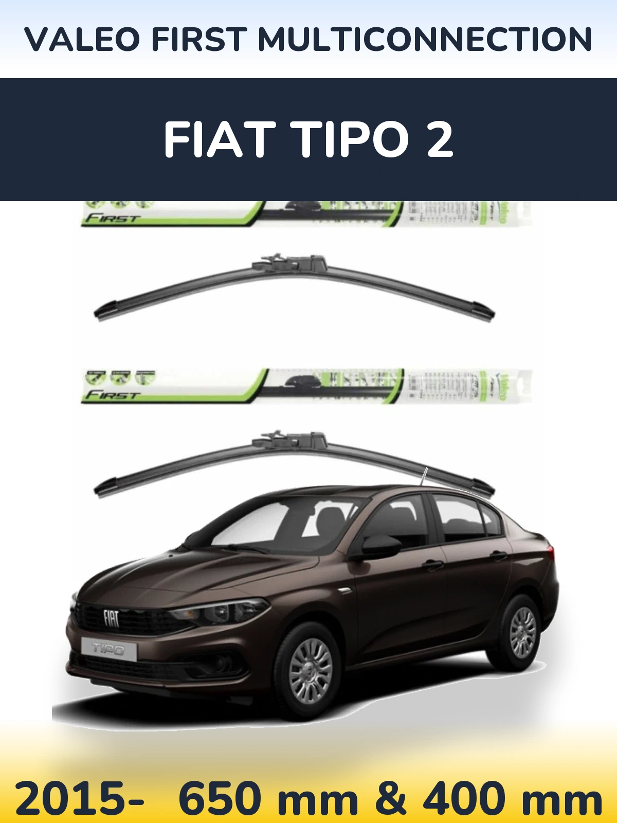 Komplet przednich wycieraczek Valeo First MultiConnection 650 & 400 mm do Fiat Tipo 2 2015-2026