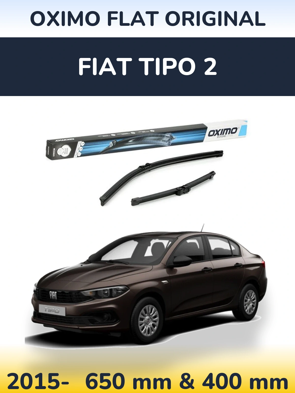 Комплект передніх щіток Oximo Flat Original 650 & 375 мм для Fiat Tipo 2 2015-2026