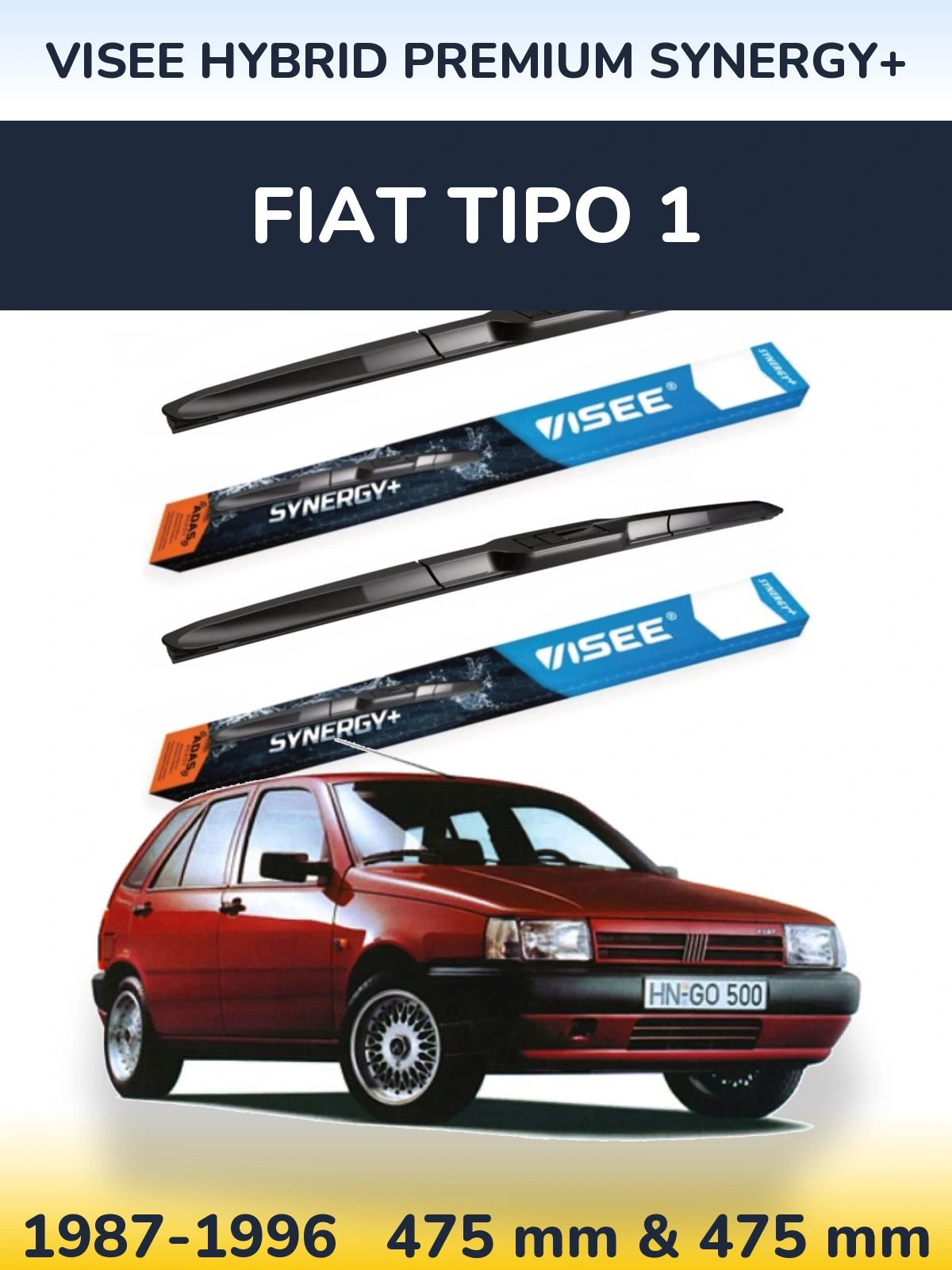 Комплект передних дворников VISEE HYBRID PREMIUM SYNERGY+ 475 & 475 мм для Fiat Tipo 1 1987-1996