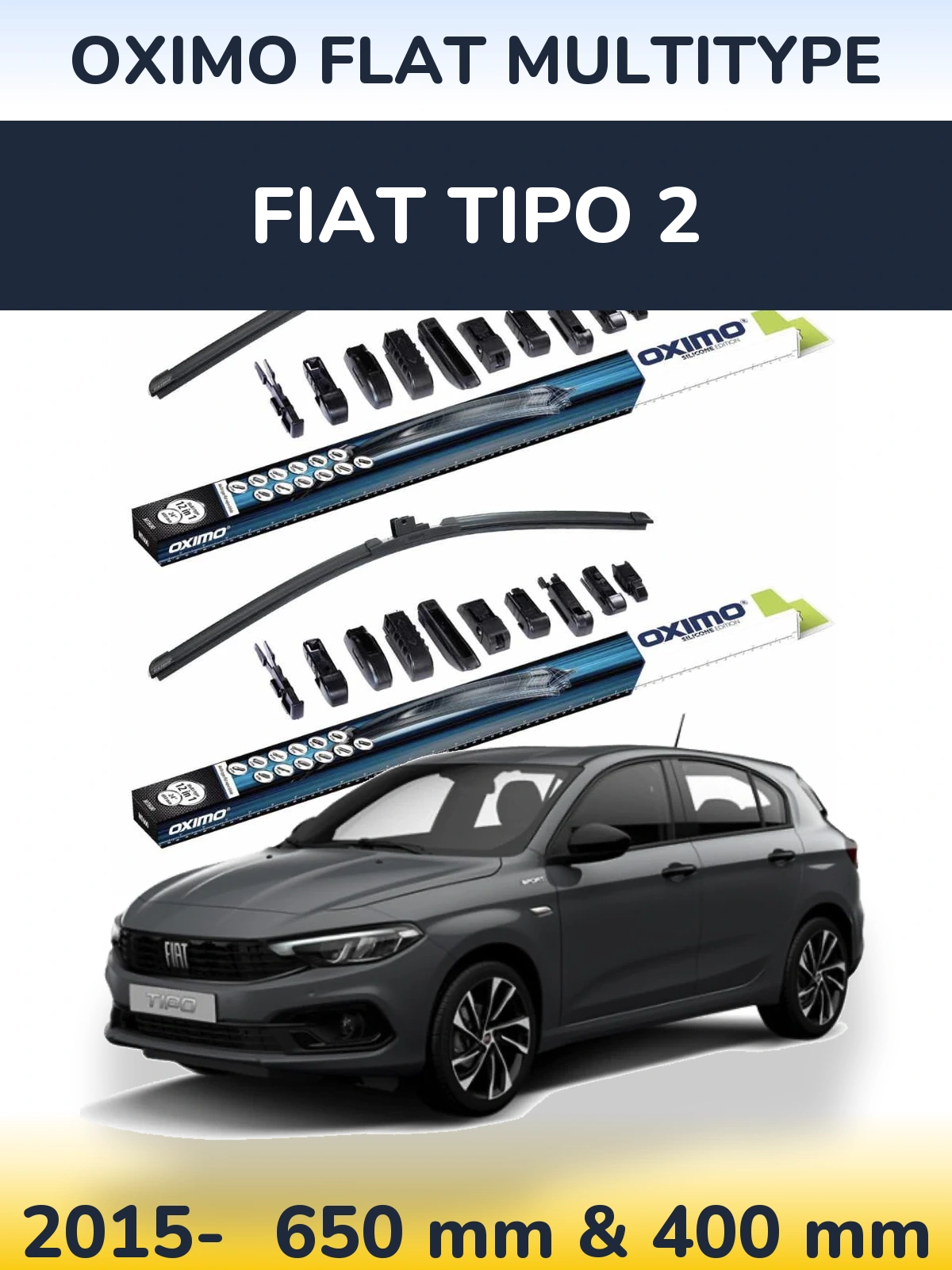 Komplet przednich wycieraczek Oximo Flat MultiType 650 & 400 mm do Fiat Tipo 2 2015-2026