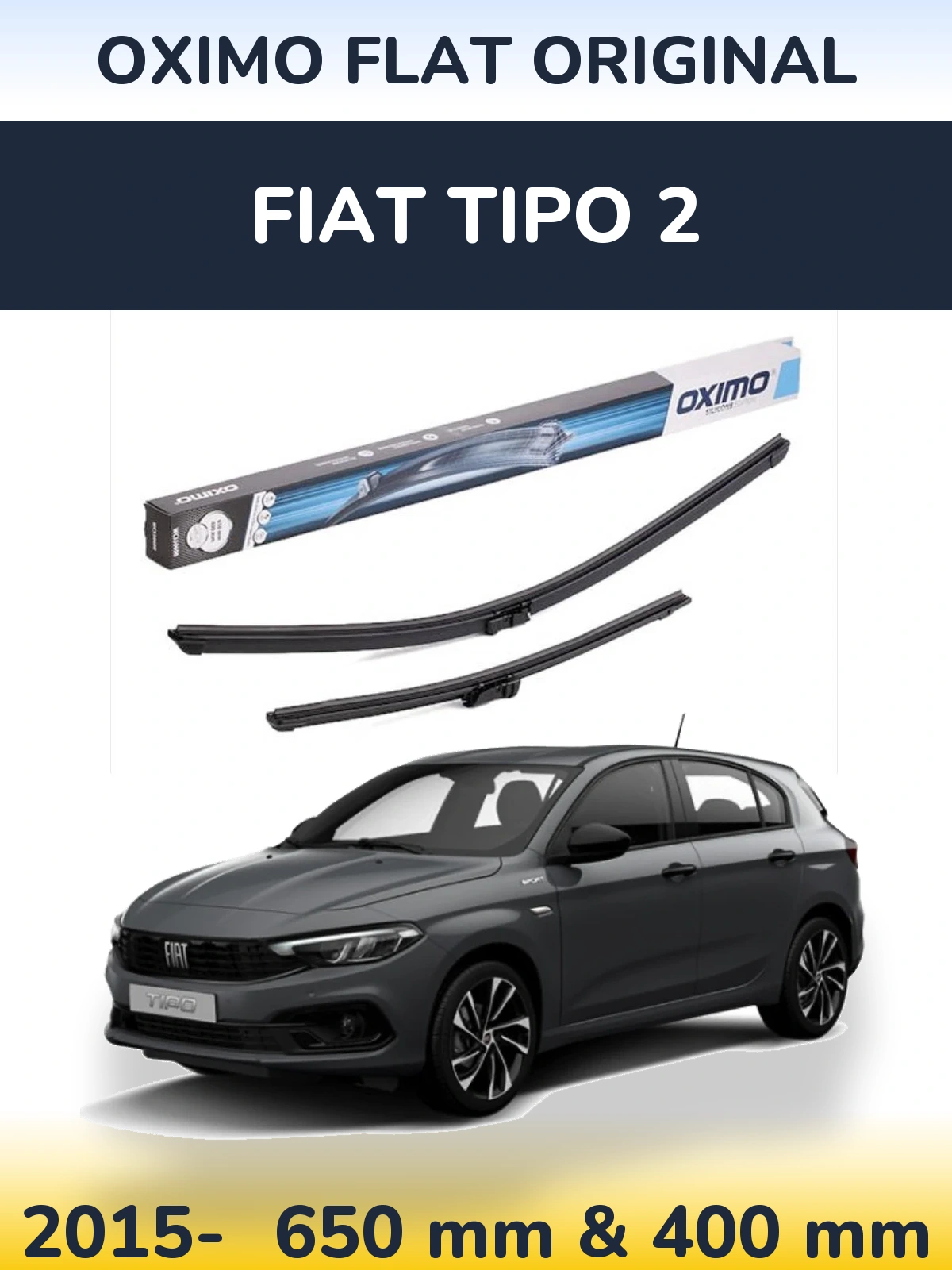 Komplet przednich wycieraczek Oximo Flat Original 650 & 400 mm do Fiat Tipo 2 2015-2026