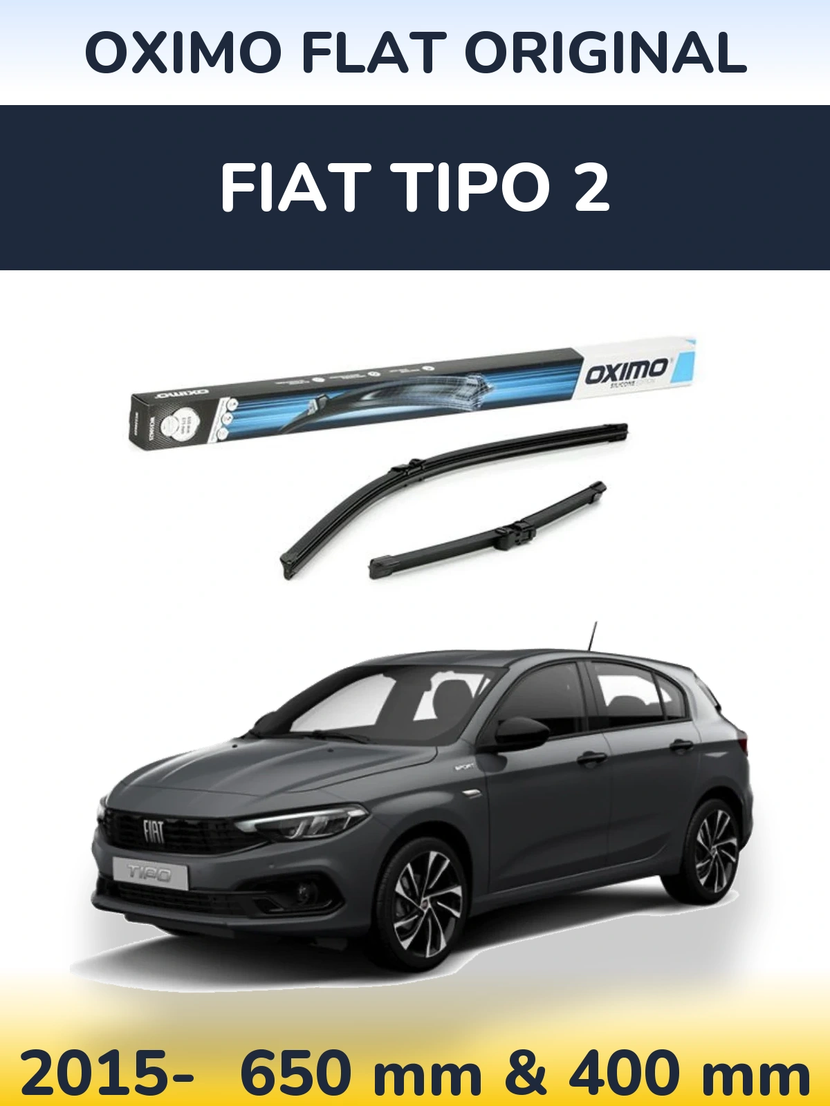 Комплект передних дворников Oximo Flat Original 650 & 375 мм для Fiat Tipo 2 2015-2026