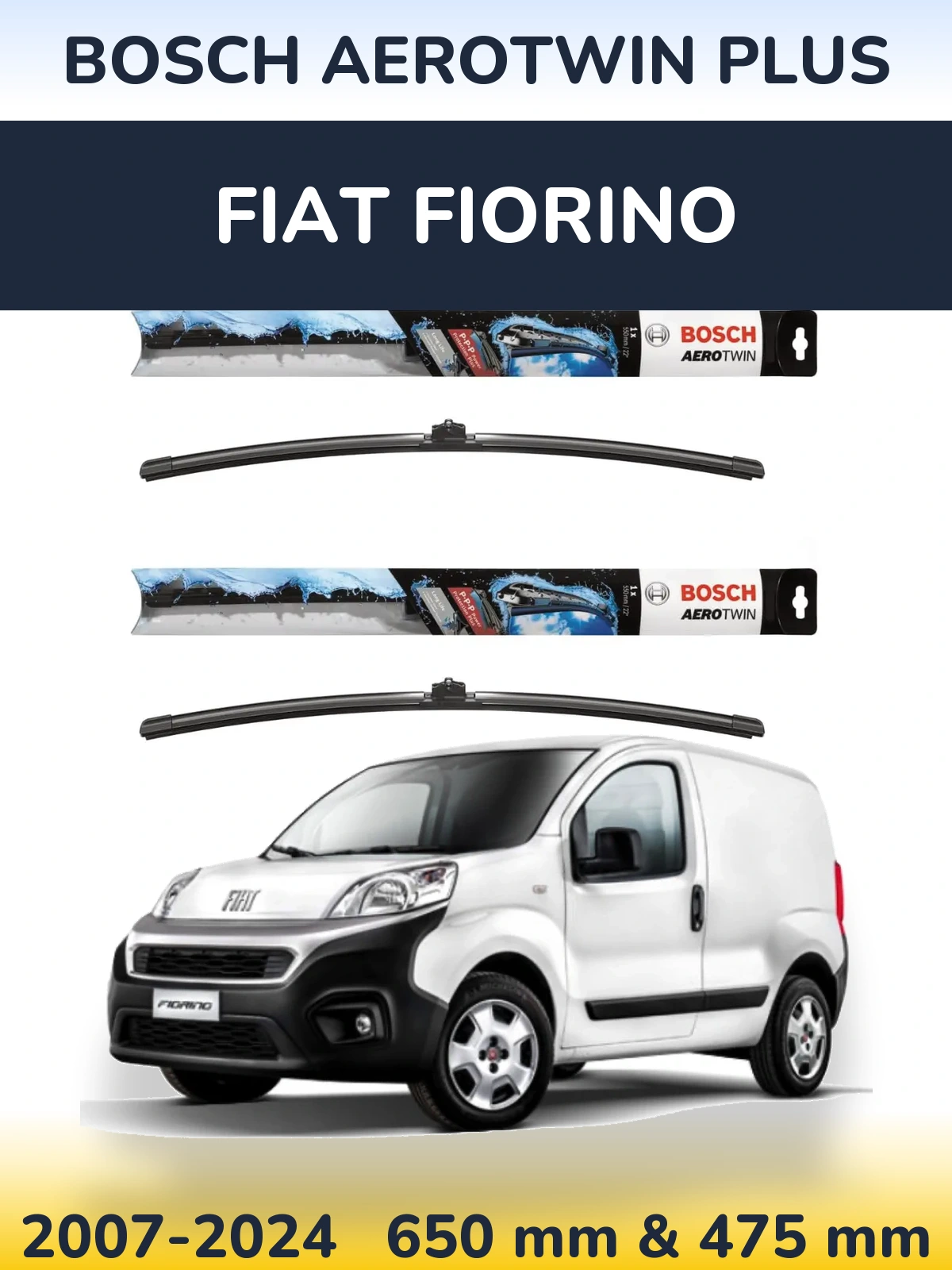 Komplet przednich wycieraczek BOSCH AeroTwin Plus 650 & 475 mm do Fiat Fiorino 2007-2024