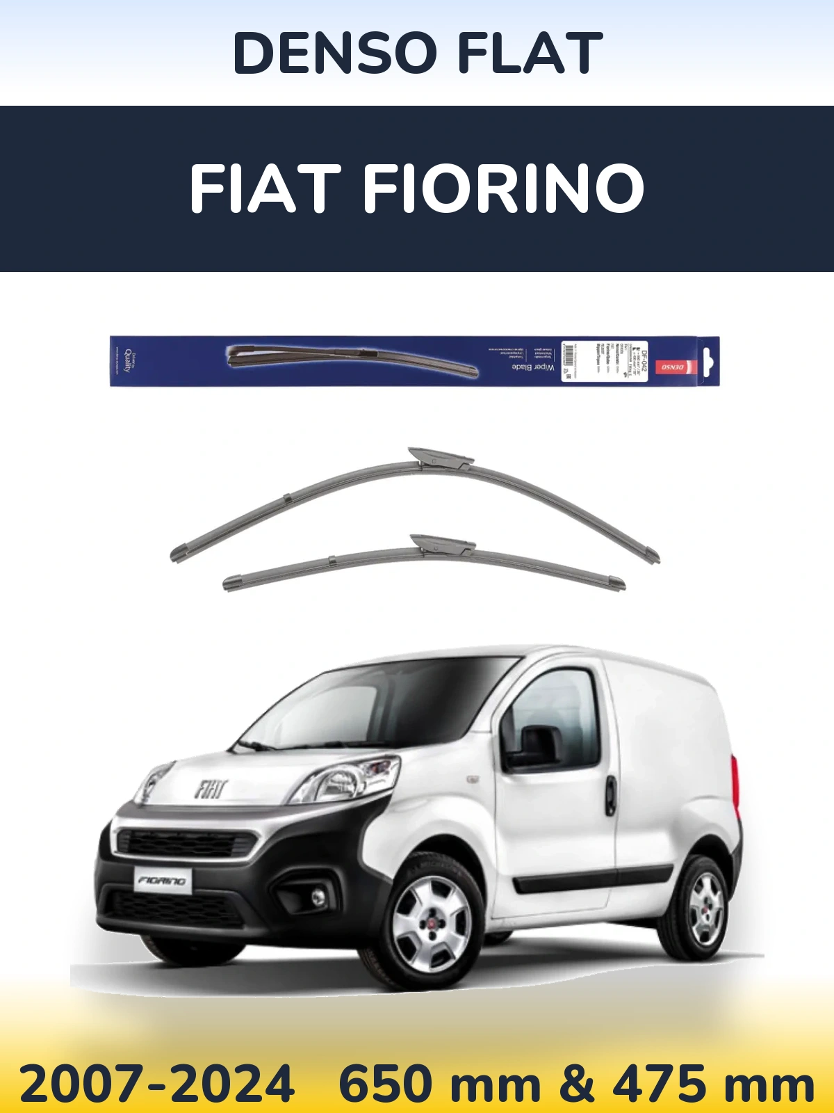 Комплект передніх щіток Denso Flat 650 & 450 мм для Fiat Fiorino 2007-2024