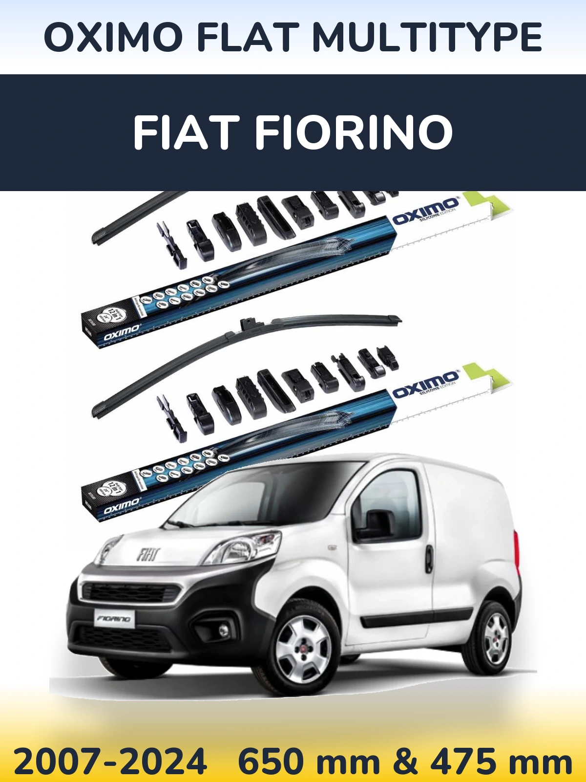Komplet przednich wycieraczek Oximo Flat MultiType 650 & 475 mm do Fiat Fiorino 2007-2024