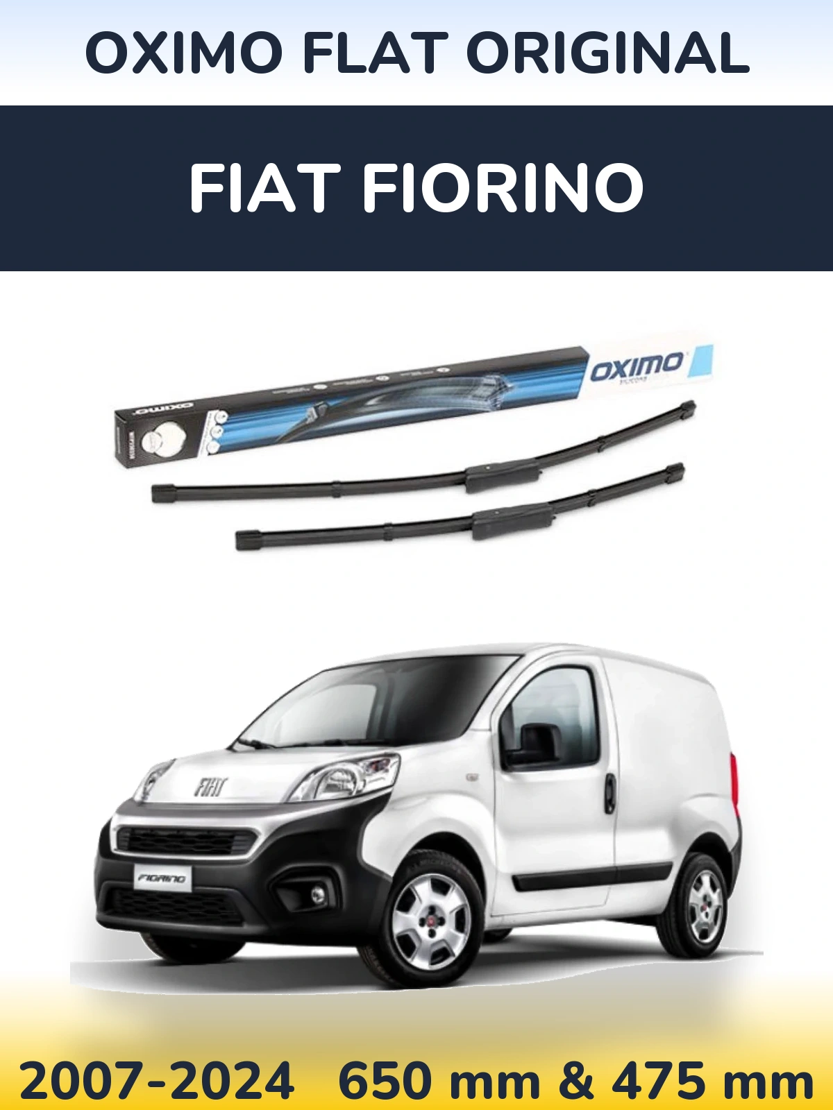 Front wiper blade set Oximo Flat Original 650 & 475 mm for Fiat Fiorino 2007-2024