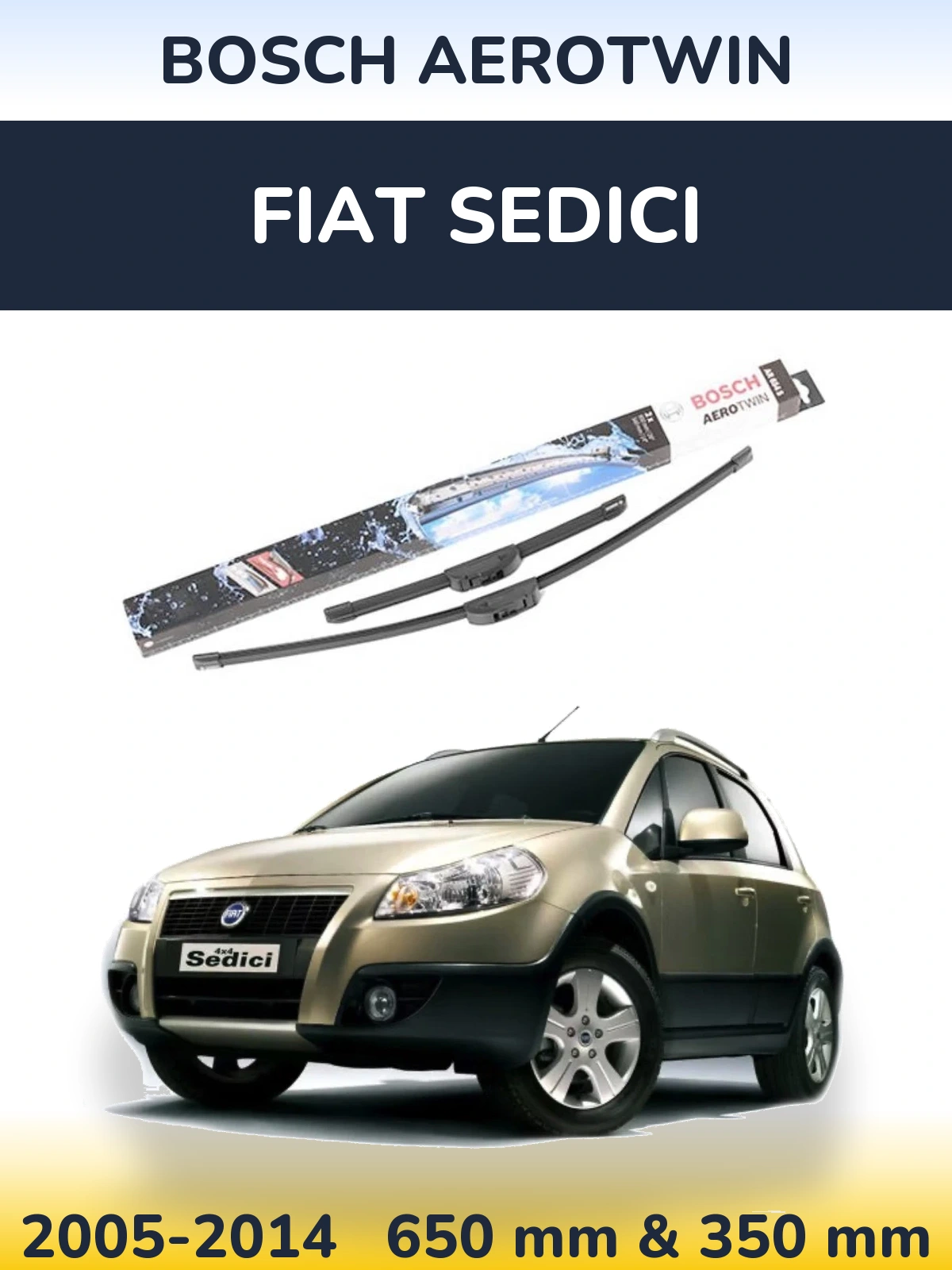 Комплект передних дворников BOSCH AeroTwin 650 & 350 мм для Fiat Sedici 2005-2014