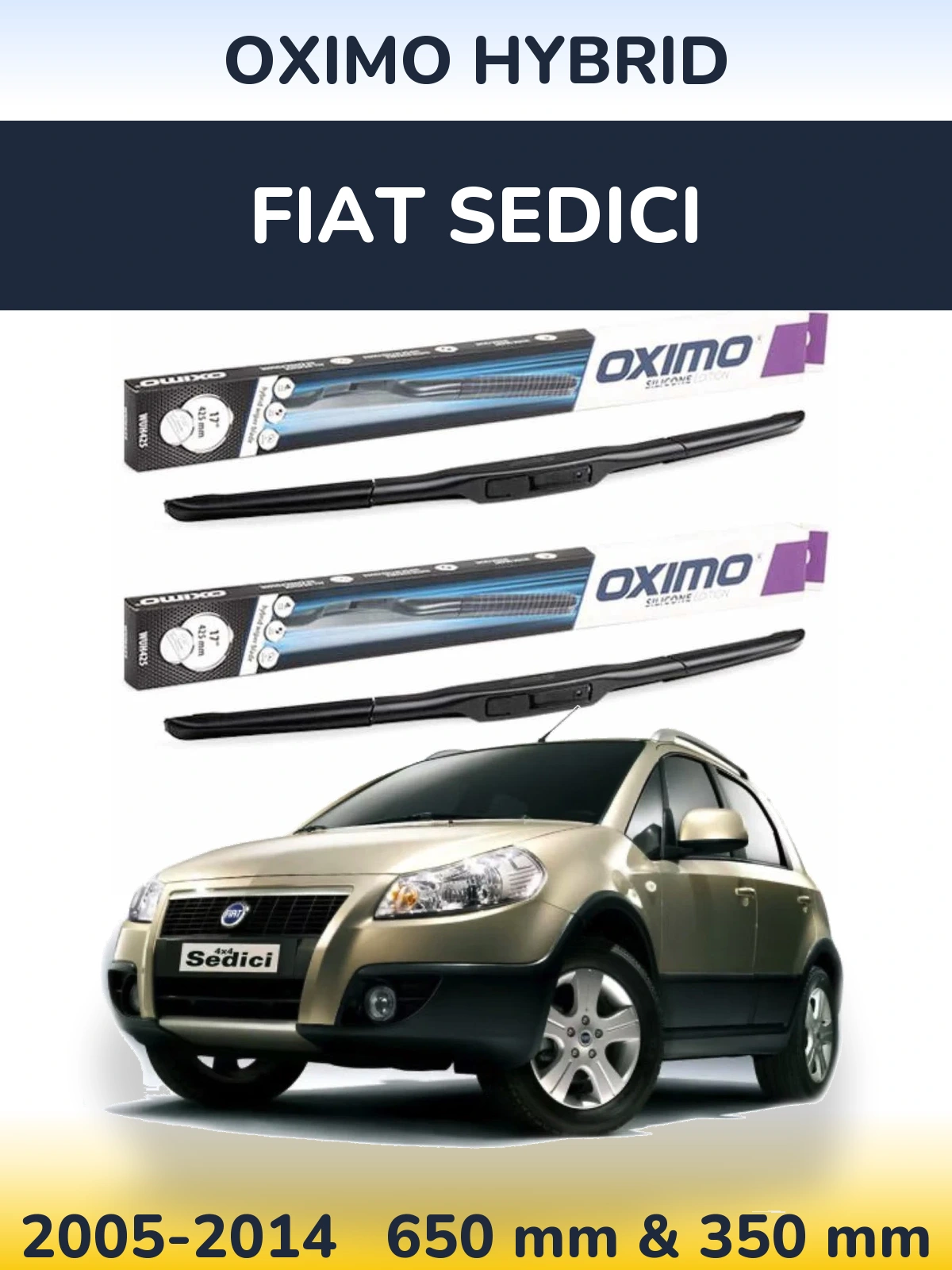 Комплект передних дворников Oximo Hybrid 650 & 350 мм для Fiat Sedici 2005-2014
