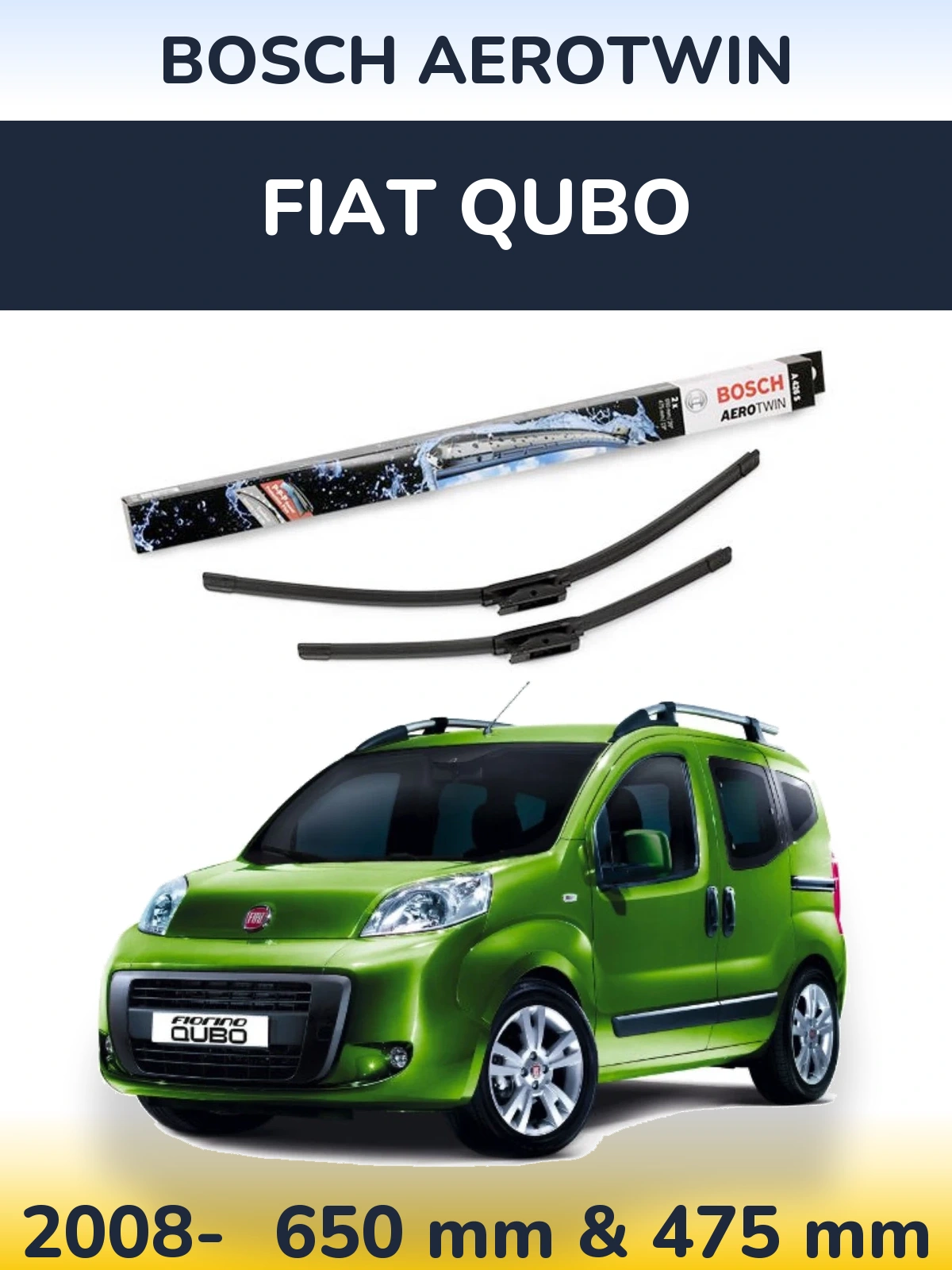 Komplet przednich wycieraczek BOSCH AeroTwin 650 & 475 mm do Fiat Qubo 2008-2026