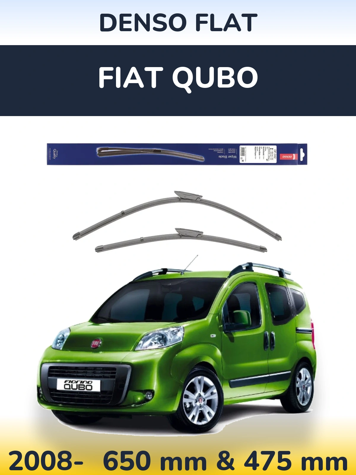Komplet przednich wycieraczek Denso Flat 650 & 450 mm do Fiat Qubo 2008-2026