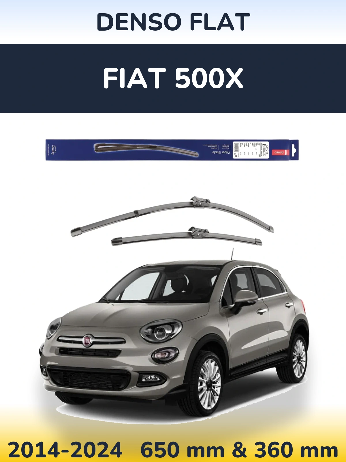 Komplet przednich wycieraczek Denso Flat 650 & 360 mm do Fiat 500X 2014-2024