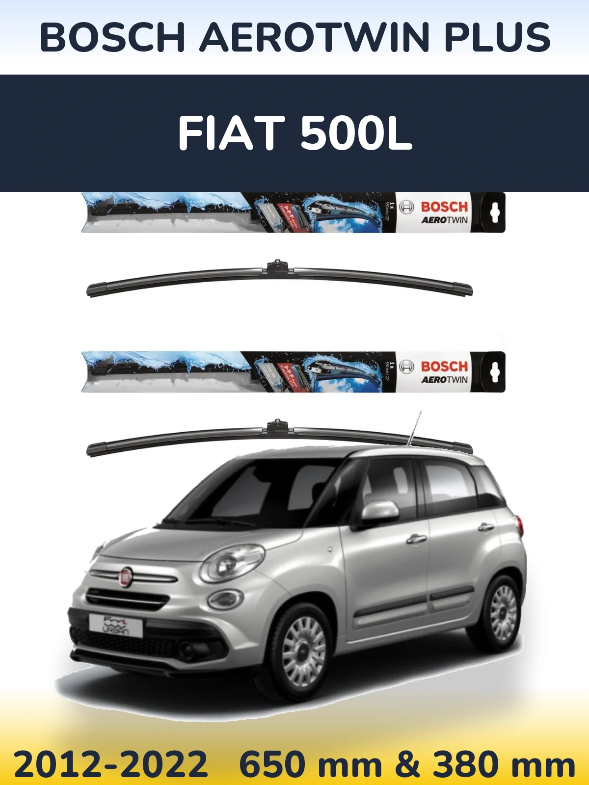 Komplet przednich wycieraczek BOSCH AeroTwin Plus 650 & 380 mm do Fiat 500L 2012-2022