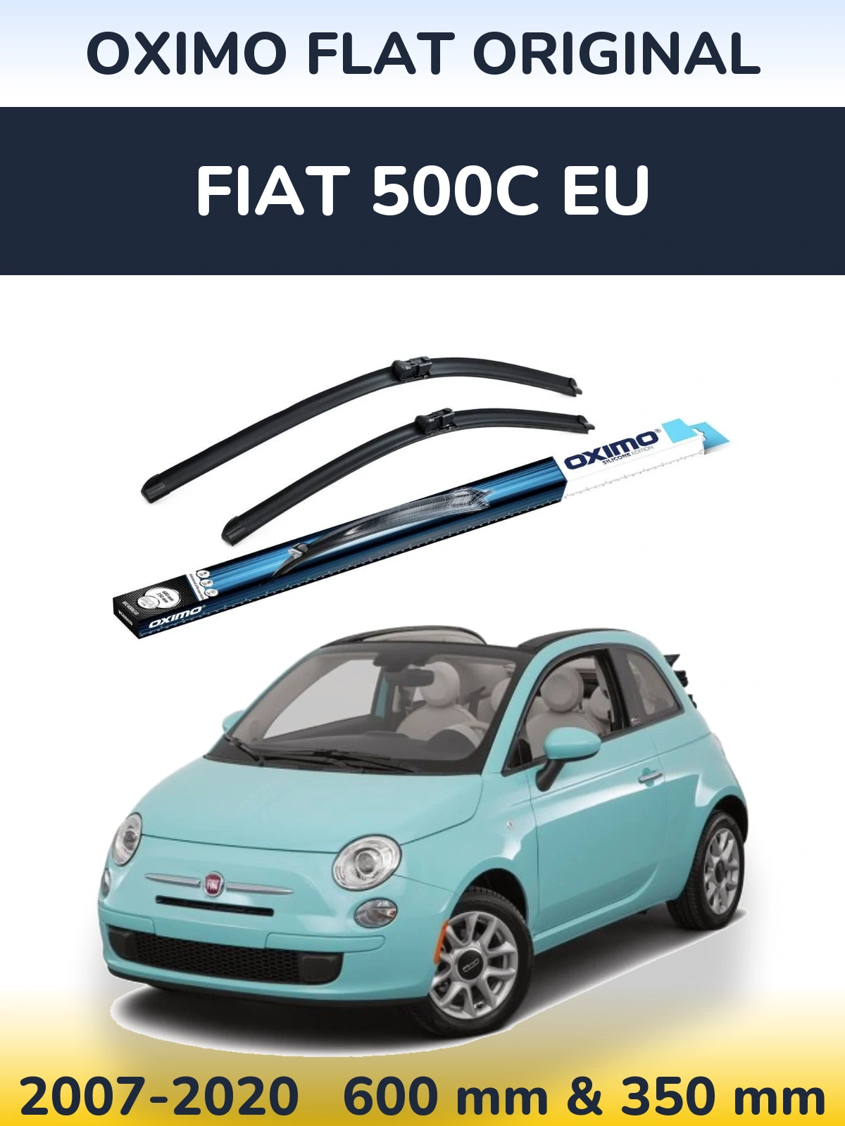 Комплект передних дворников Oximo Flat Original 600 & 350 мм для Fiat 500C EU 2007-2020