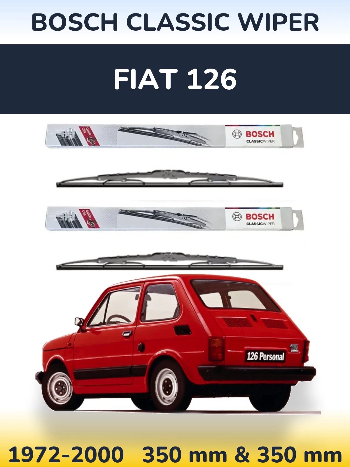 Komplet przednich wycieraczek BOSCH Classic Wiper 340 & 340 mm do Fiat 126 1972-2000