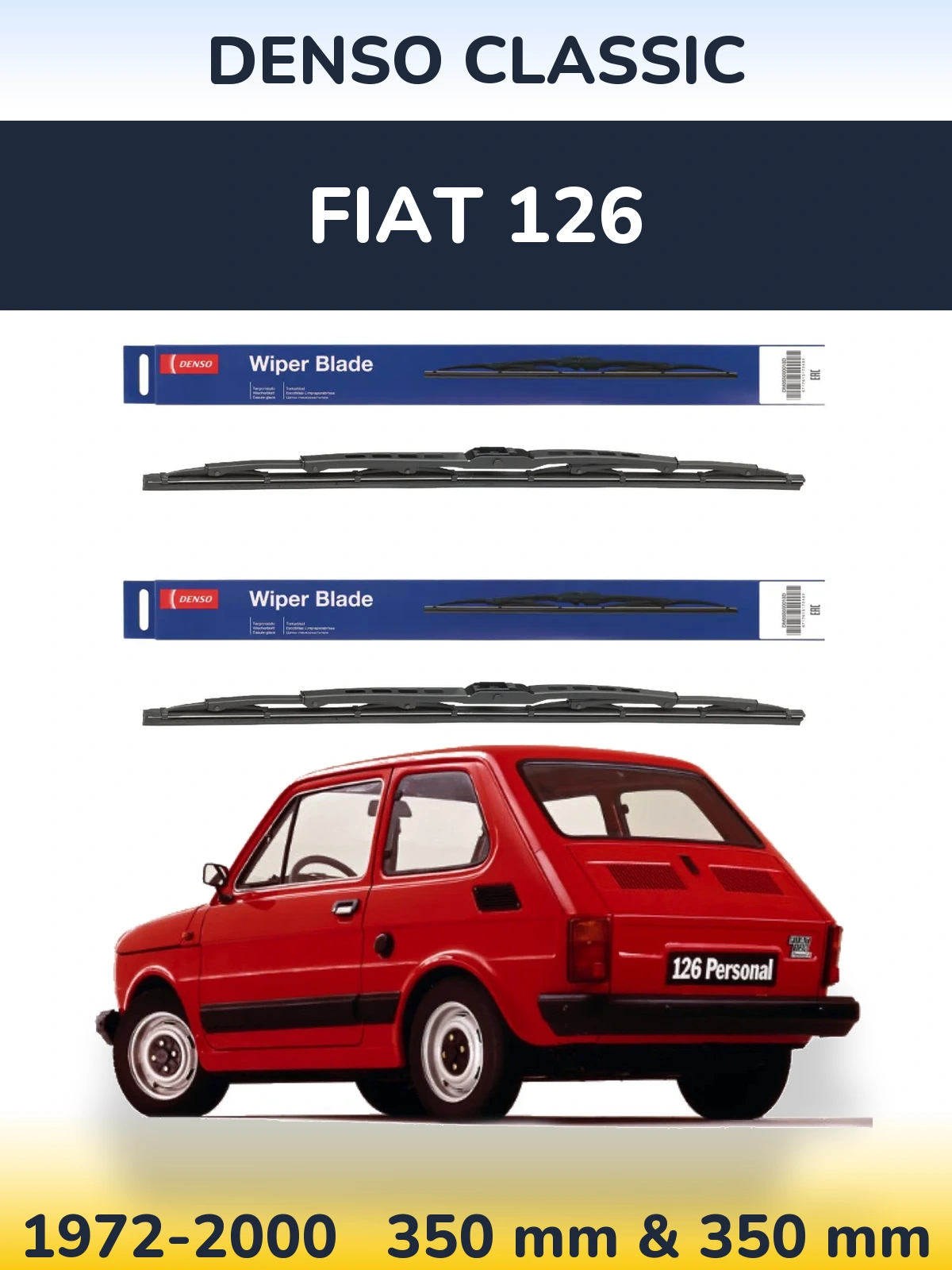 Komplet przednich wycieraczek Denso Classic 350 & 350 mm do Fiat 126 1972-2000