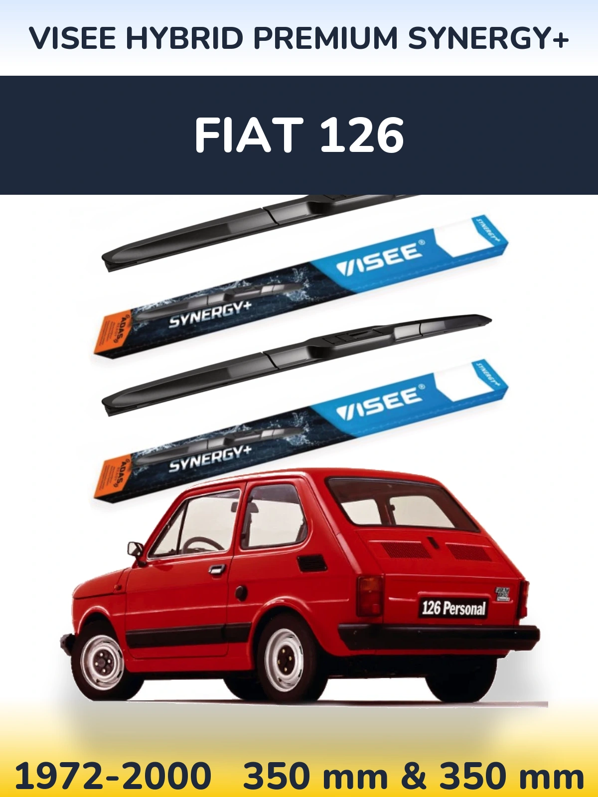 Komplet przednich wycieraczek VISEE HYBRID PREMIUM SYNERGY+ 350 & 350 mm do Fiat 126 1972-2000