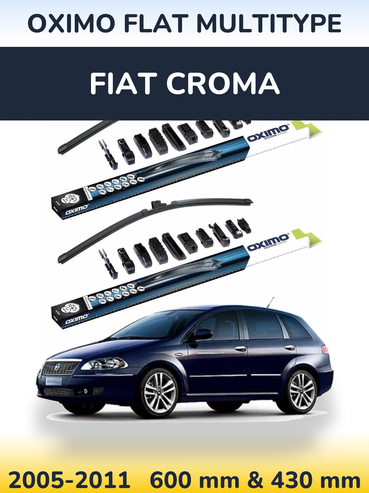 Комплект передніх щіток Oximo Flat MultiТипe 600 & 430 мм для Fiat Croma 2005-2011