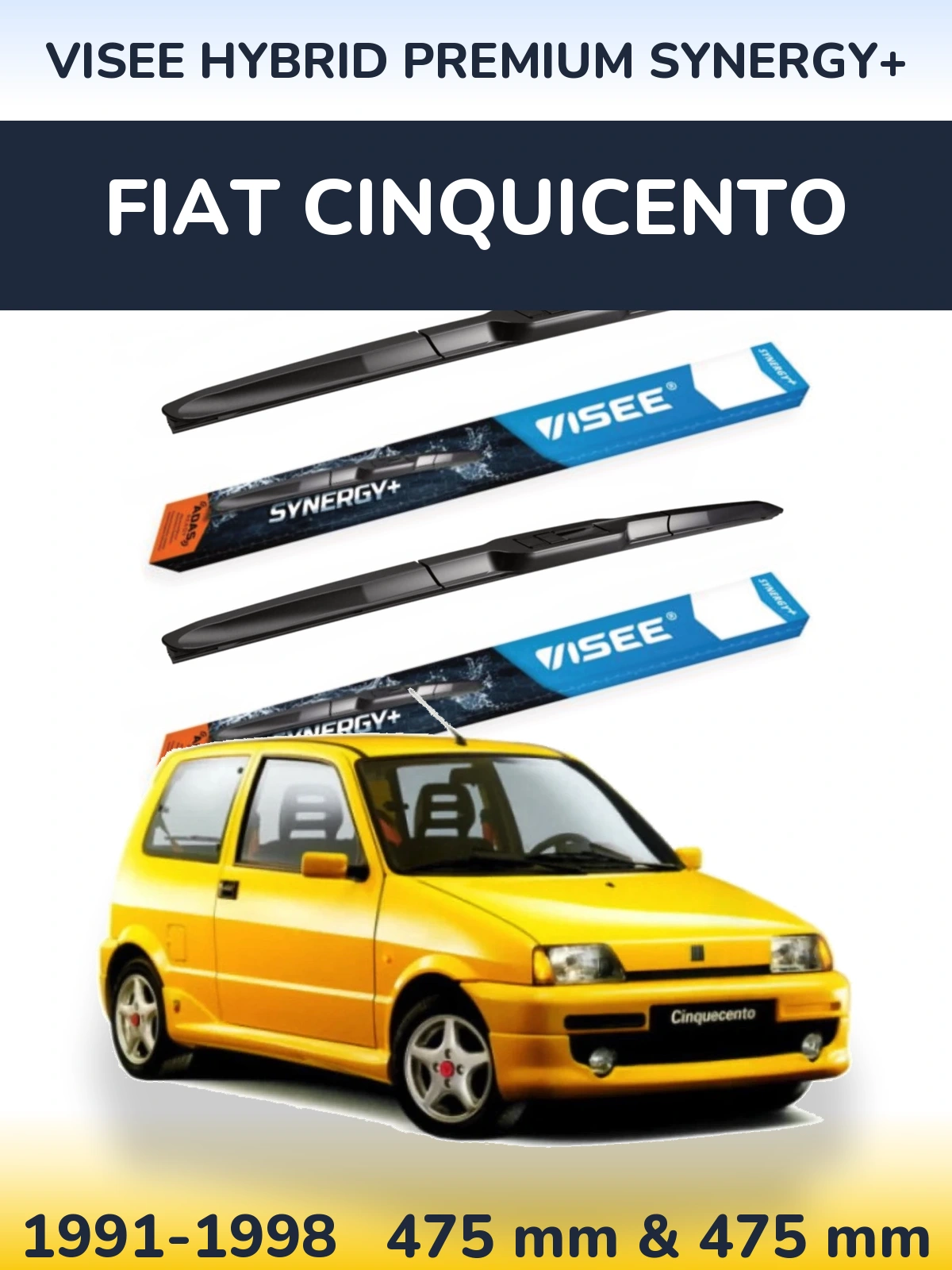 Комплект передних дворников VISEE HYBRID PREMIUM SYNERGY+ 475 & 475 мм для Fiat Cinquicento 1991-1998