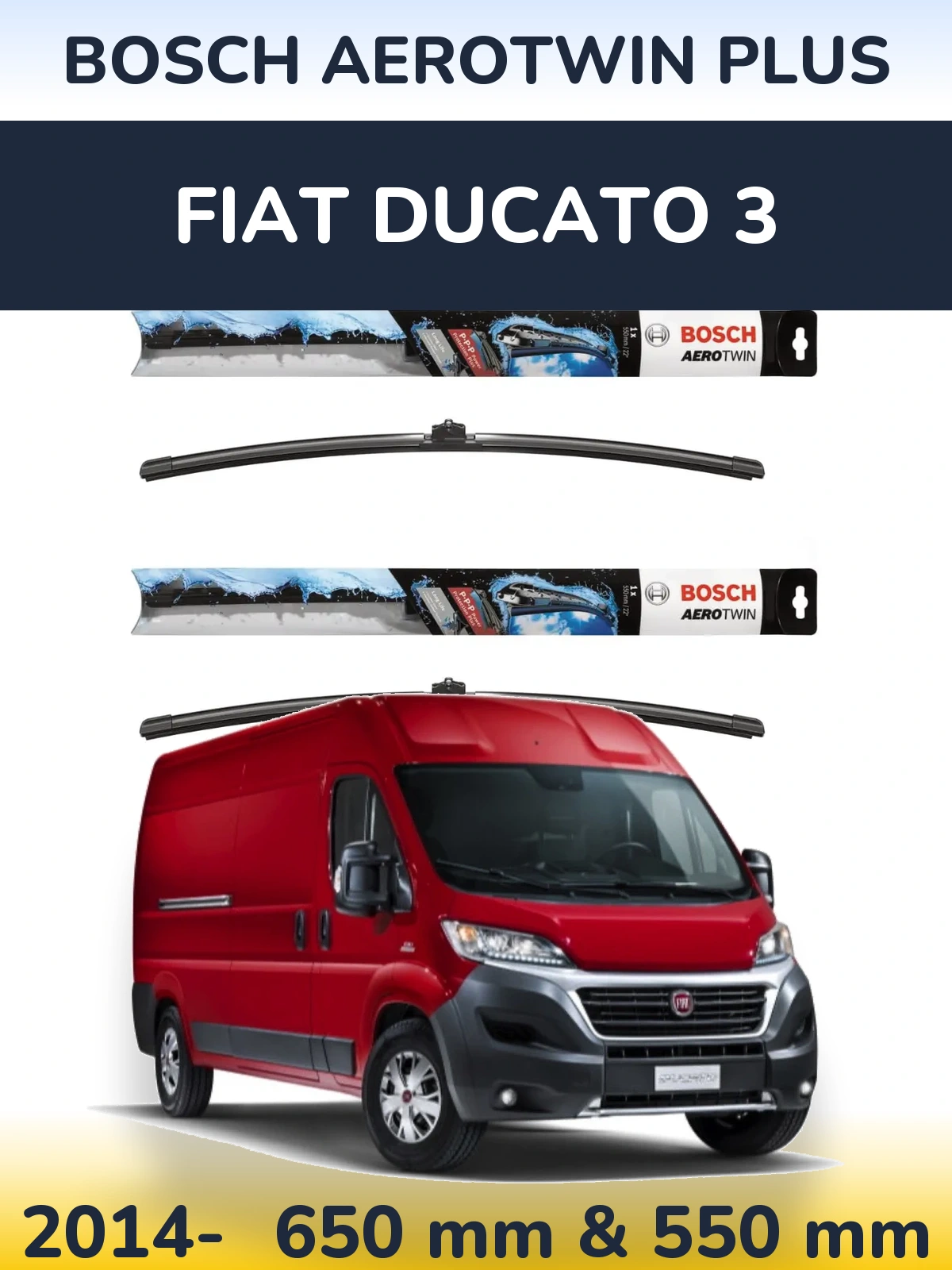 Komplet przednich wycieraczek BOSCH AeroTwin Plus 650 & 550 mm do Fiat Ducato 3 2014-2026