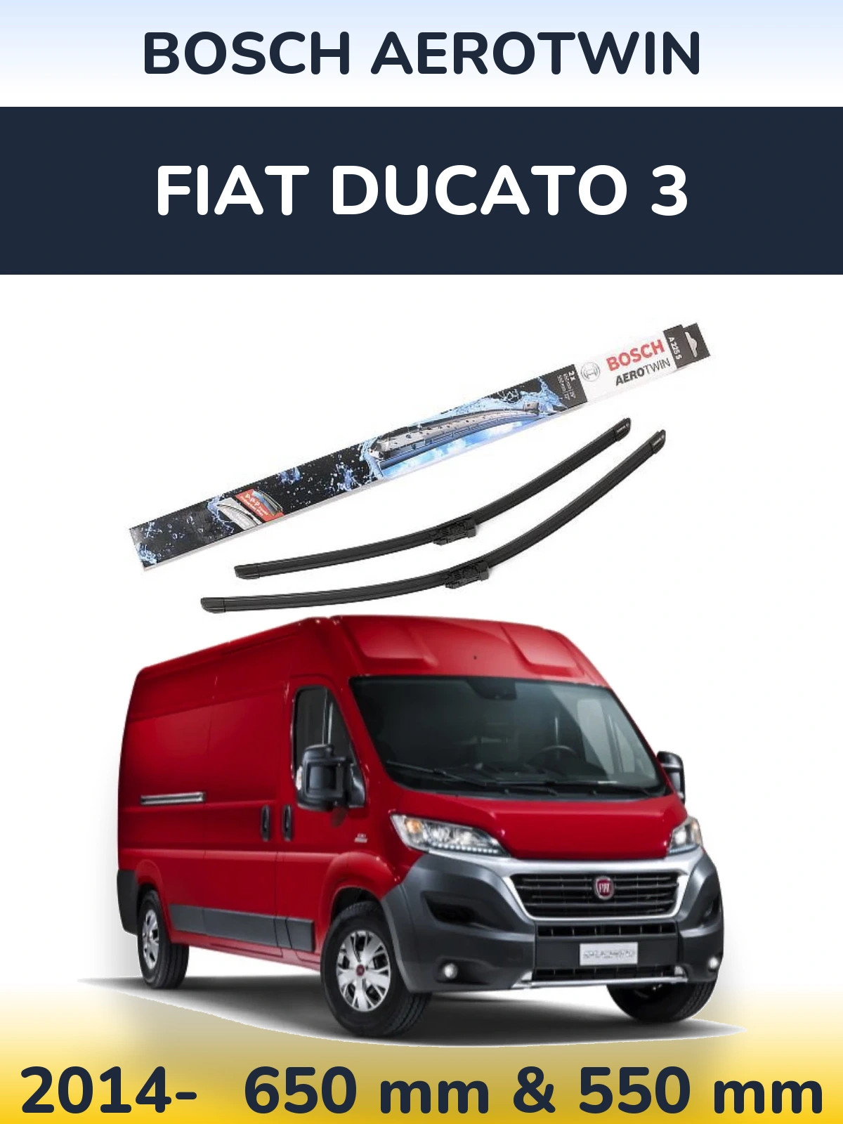 Komplet przednich wycieraczek BOSCH AeroTwin 650 & 550 mm do Fiat Ducato 3 2014-2026
