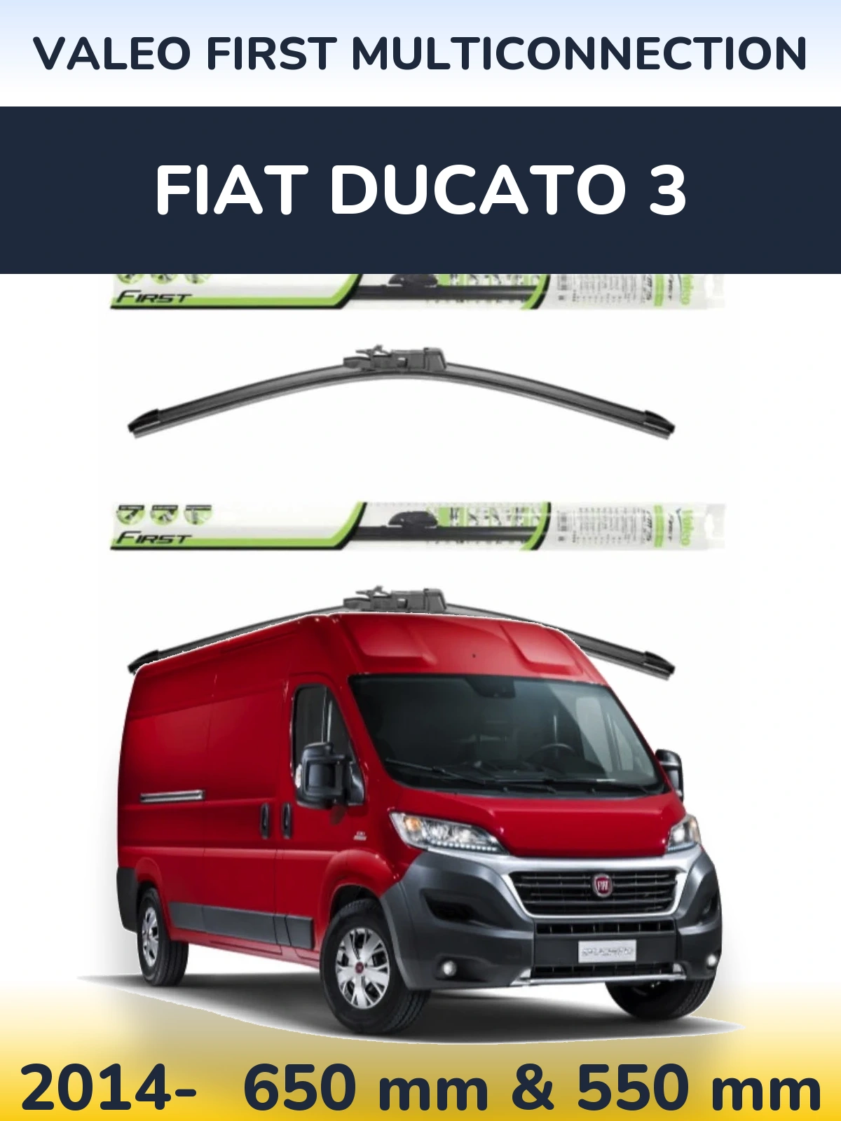 Комплект передних дворников Valeo First MultiConnection 650 & 550 мм для Fiat Ducato 3 2014-2026