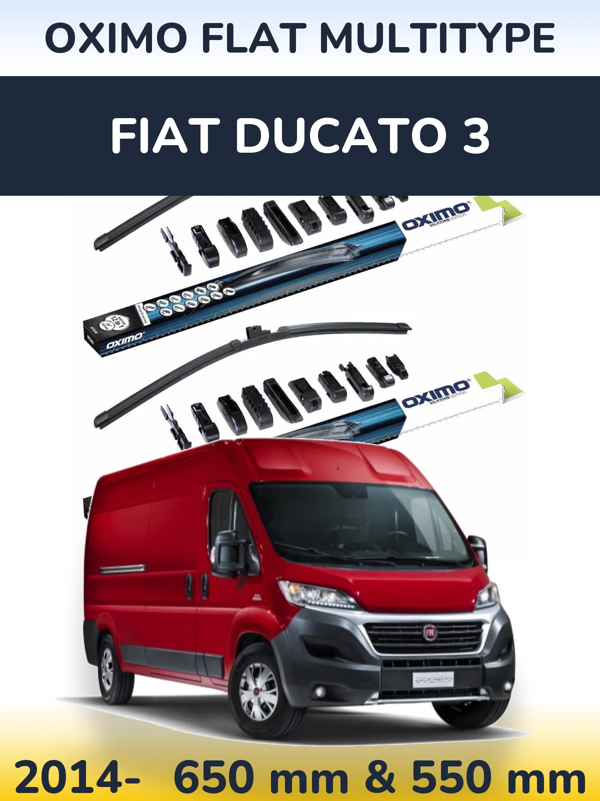 Komplet przednich wycieraczek Oximo Flat MultiType 650 & 550 mm do Fiat Ducato 3 2014-2026