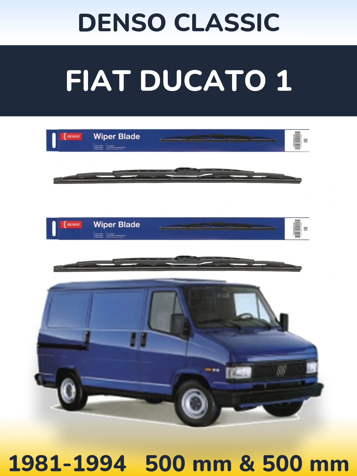 Komplet przednich wycieraczek Denso Classic 500 & 500 mm do Fiat Ducato 1 1981-1994