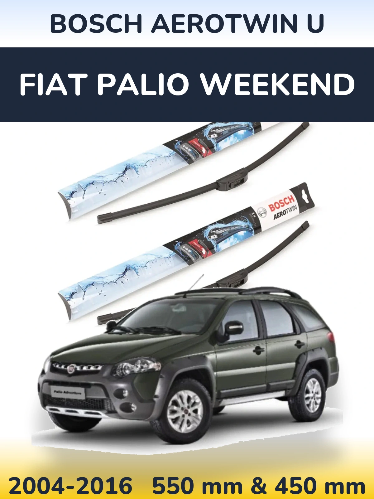 Komplet przednich wycieraczek BOSCH AeroTwin U 550 & 450 mm do Fiat Palio Weekend 2004-2016