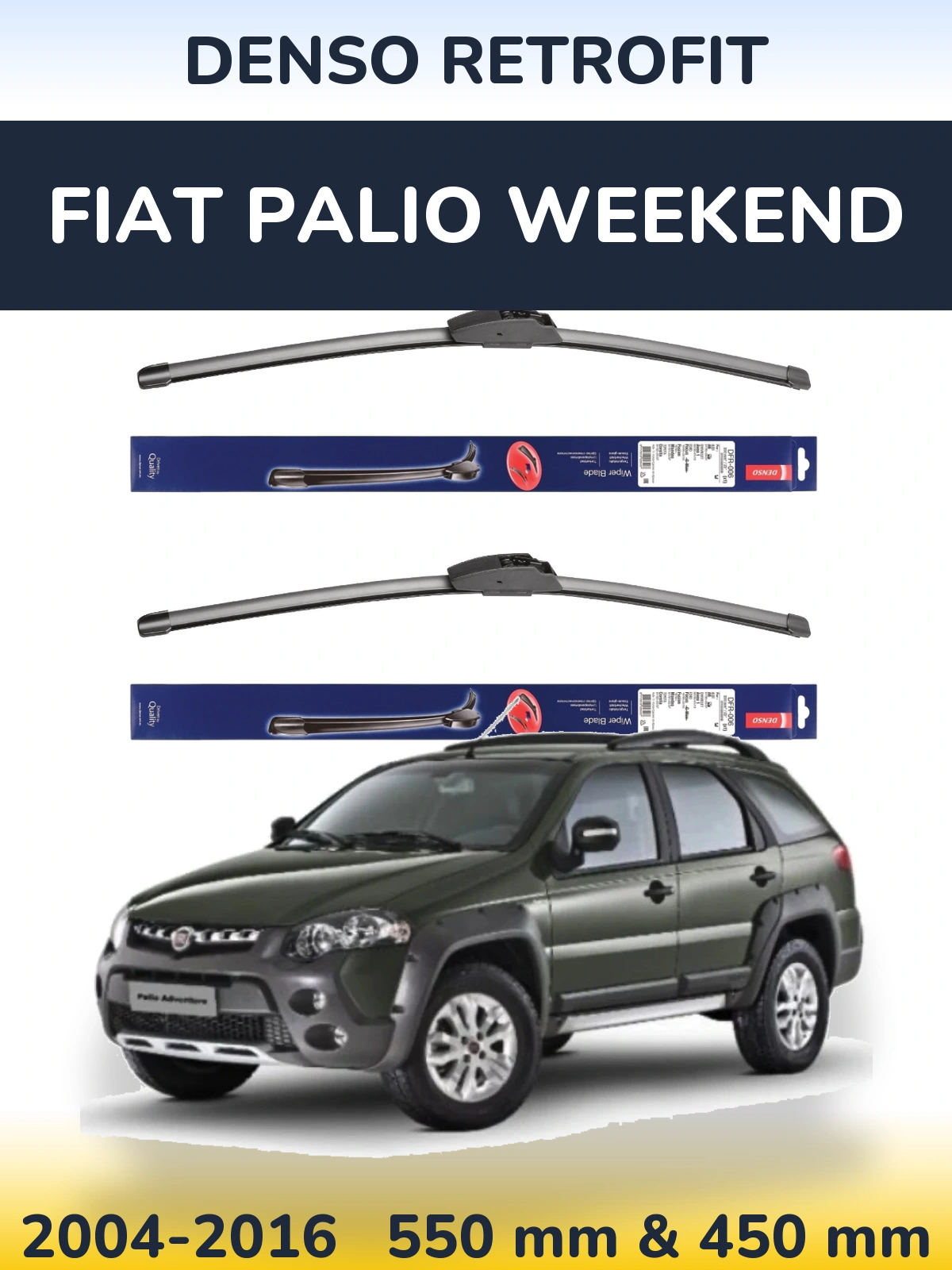 Комплект передних дворников Denso Retrofit 550 & 450 мм для Fiat Palio Weekend 2004-2016