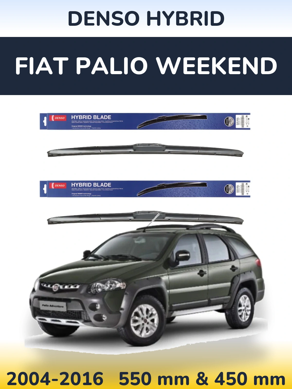 Комплект передних дворников Denso Hybrid 550 & 450 мм для Fiat Palio Weekend 2004-2016