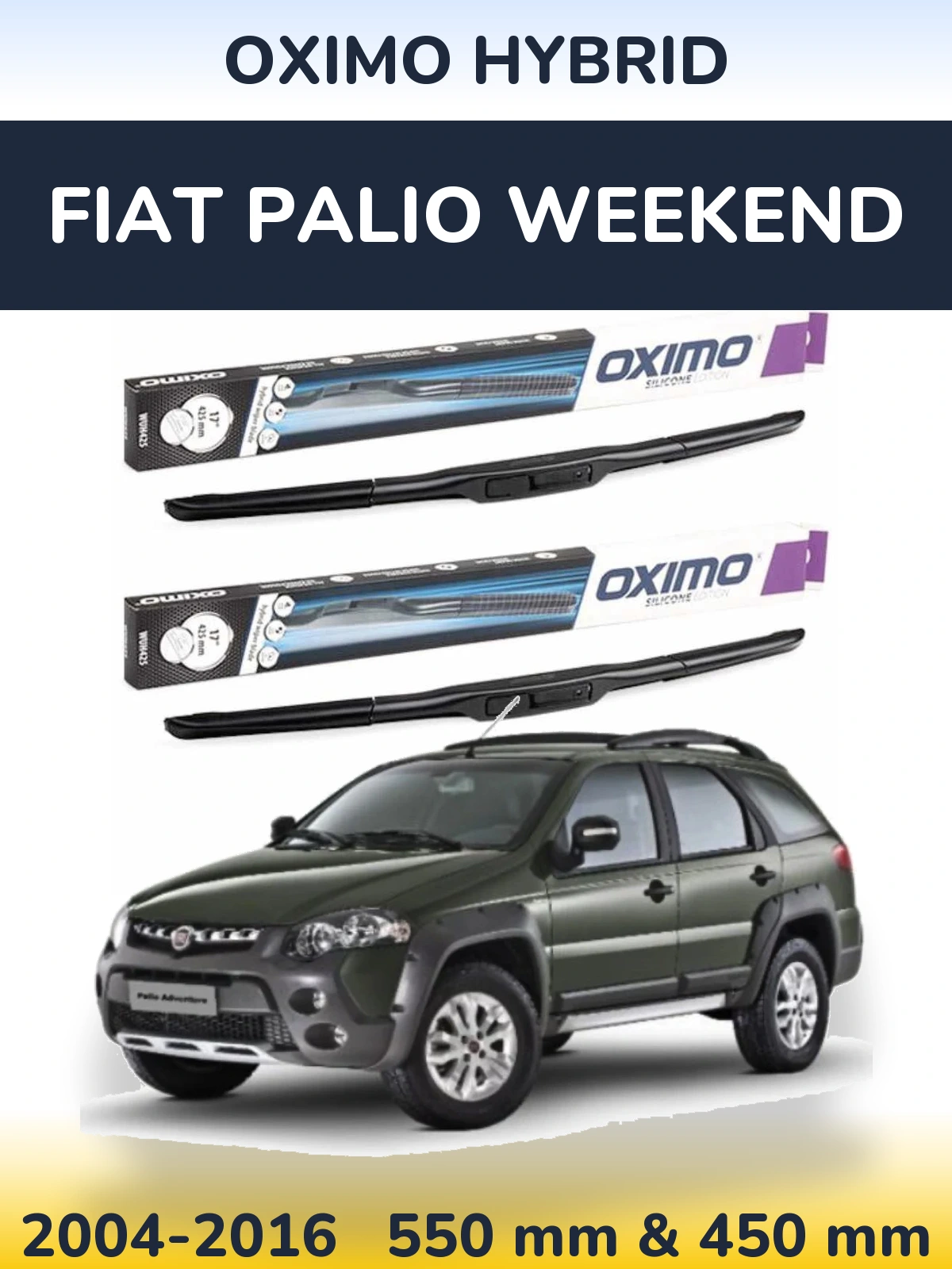 Комплект передніх щіток Oximo Hybrid 550 & 450 мм для Fiat Palio Weekend 2004-2016