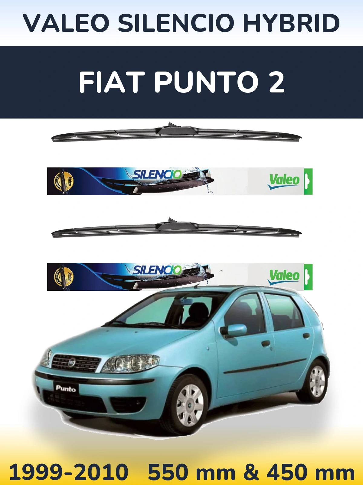 Комплект передних дворников Valeo Silencio Hybrid 550 & 450 мм для Fiat Punto 2 1999-2010
