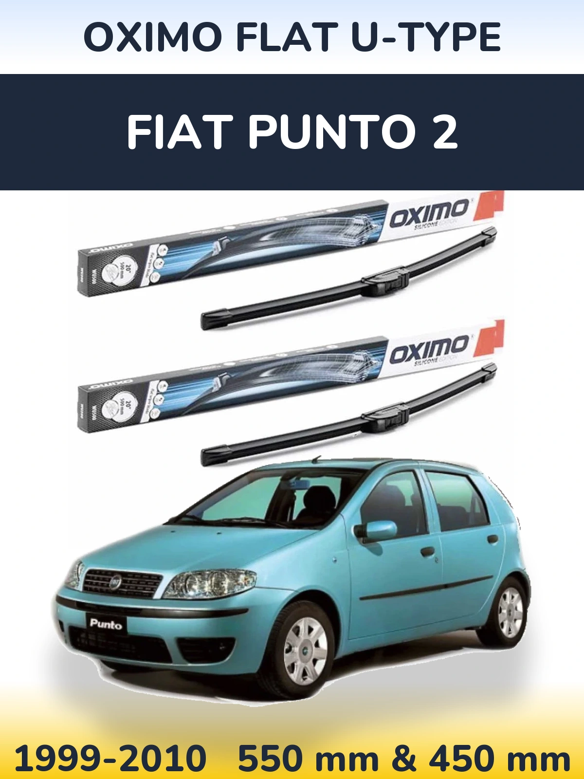 Komplet przednich wycieraczek Oximo Flat U-type 550 & 450 mm do Fiat Punto 2 1999-2010