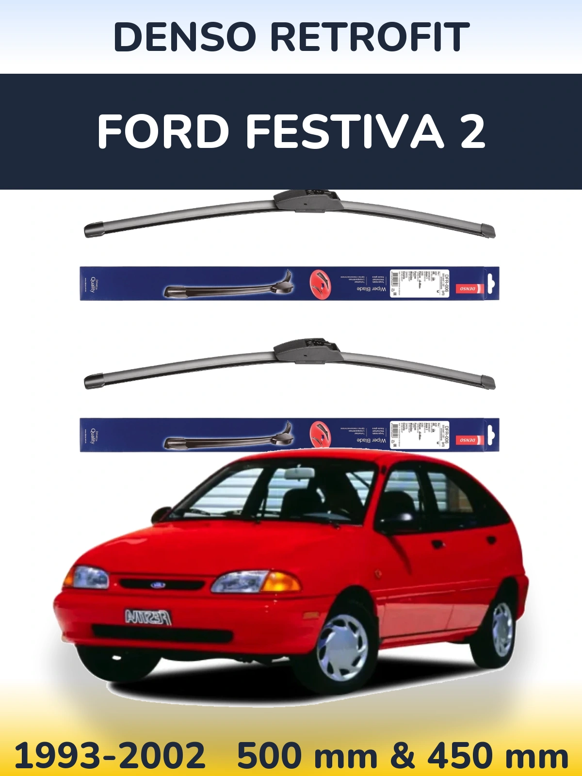 Комплект передних дворников Denso Retrofit 500 & 450 мм для Ford Festiva 2 1993-2002