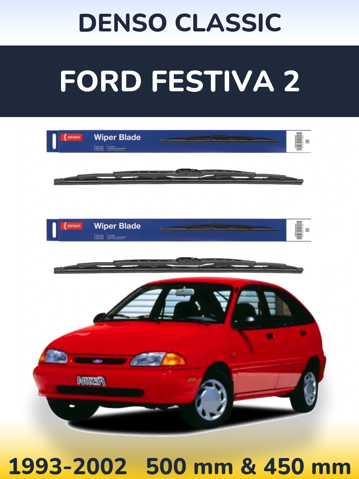 Комплект передних дворников Denso Classic 500 & 450 мм для Ford Festiva 2 1993-2002